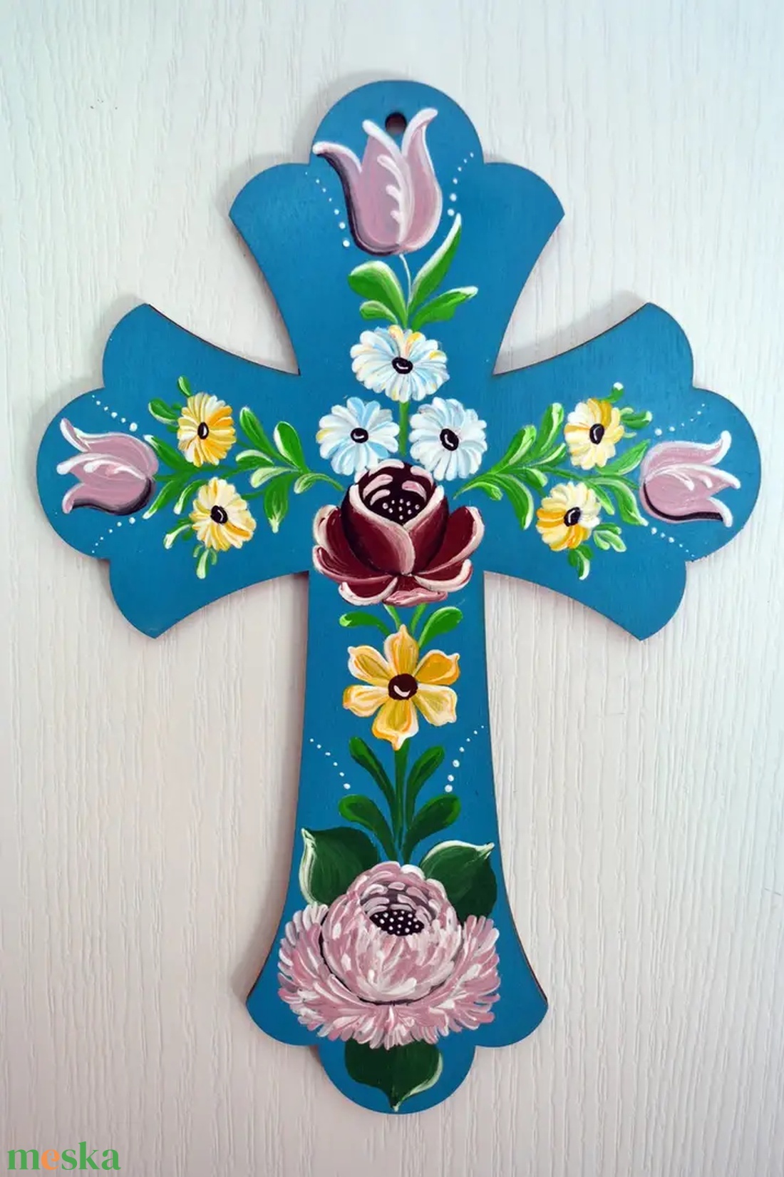 Kézzel festett fa kereszt - otthon & életmód - vallás - kereszt - Meska.hu