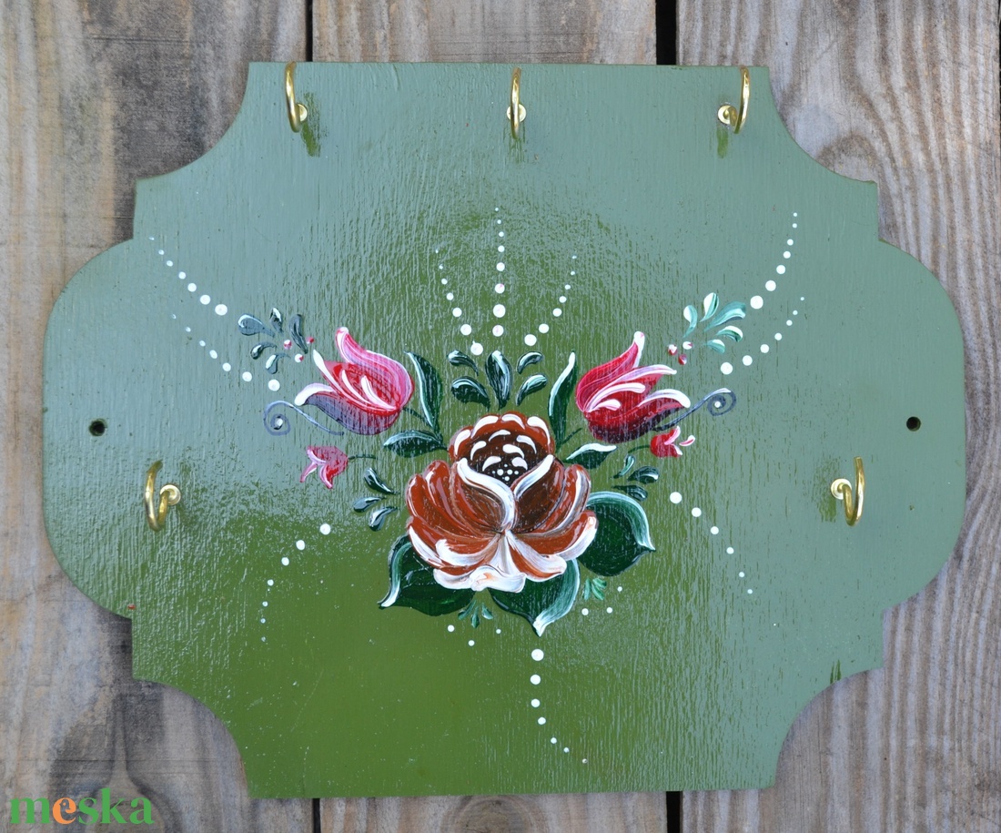 Kézzel festett fa kulcstartó  - otthon & életmód - dekoráció - fali és függő dekoráció - fali kulcstartó - Meska.hu