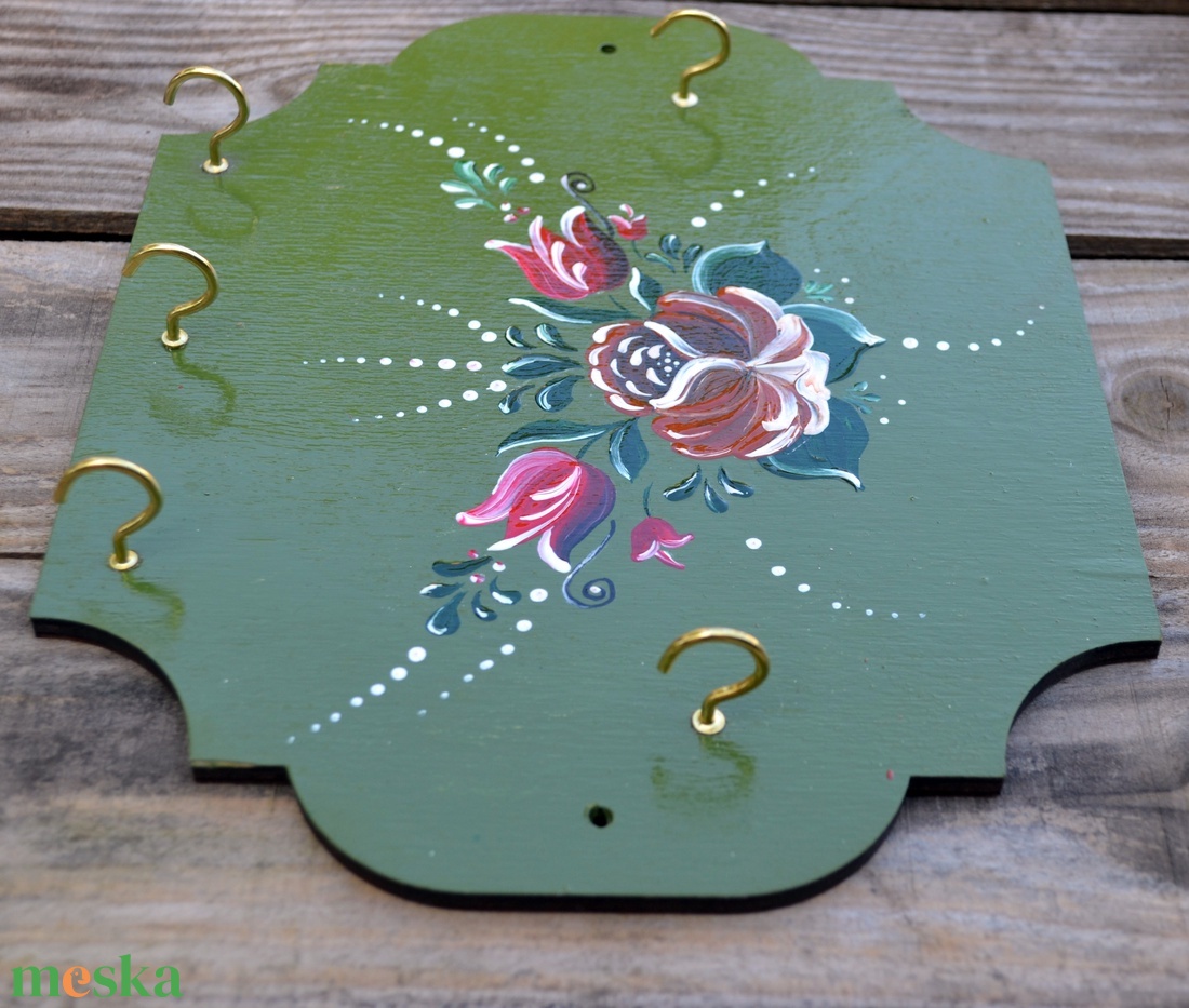 Kézzel festett fa kulcstartó  - otthon & életmód - dekoráció - fali és függő dekoráció - fali kulcstartó - Meska.hu