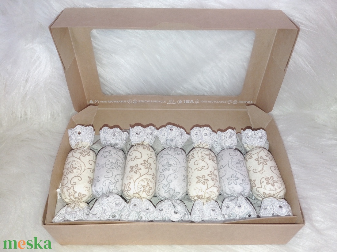 7 darabos textil szaloncukor csomag - 4. - karácsony - karácsonyi lakásdekoráció - karácsonyfadíszek - Meska.hu