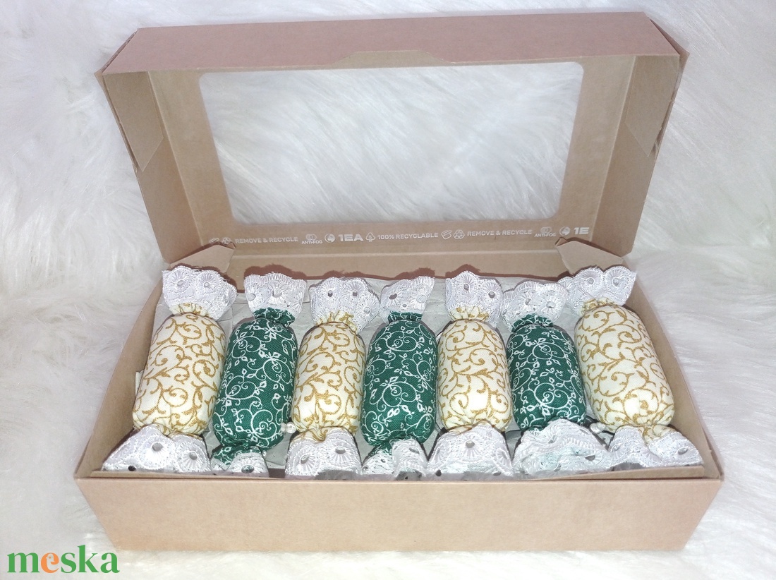 7 darabos textil szaloncukor csomag - 2. - karácsony - karácsonyi lakásdekoráció - karácsonyfadíszek - Meska.hu