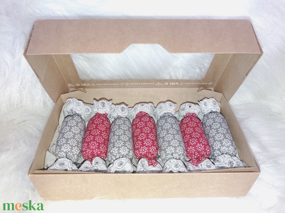 7 darabos textil szaloncukor csomag - 1. - karácsony - karácsonyi lakásdekoráció - karácsonyfadíszek - Meska.hu