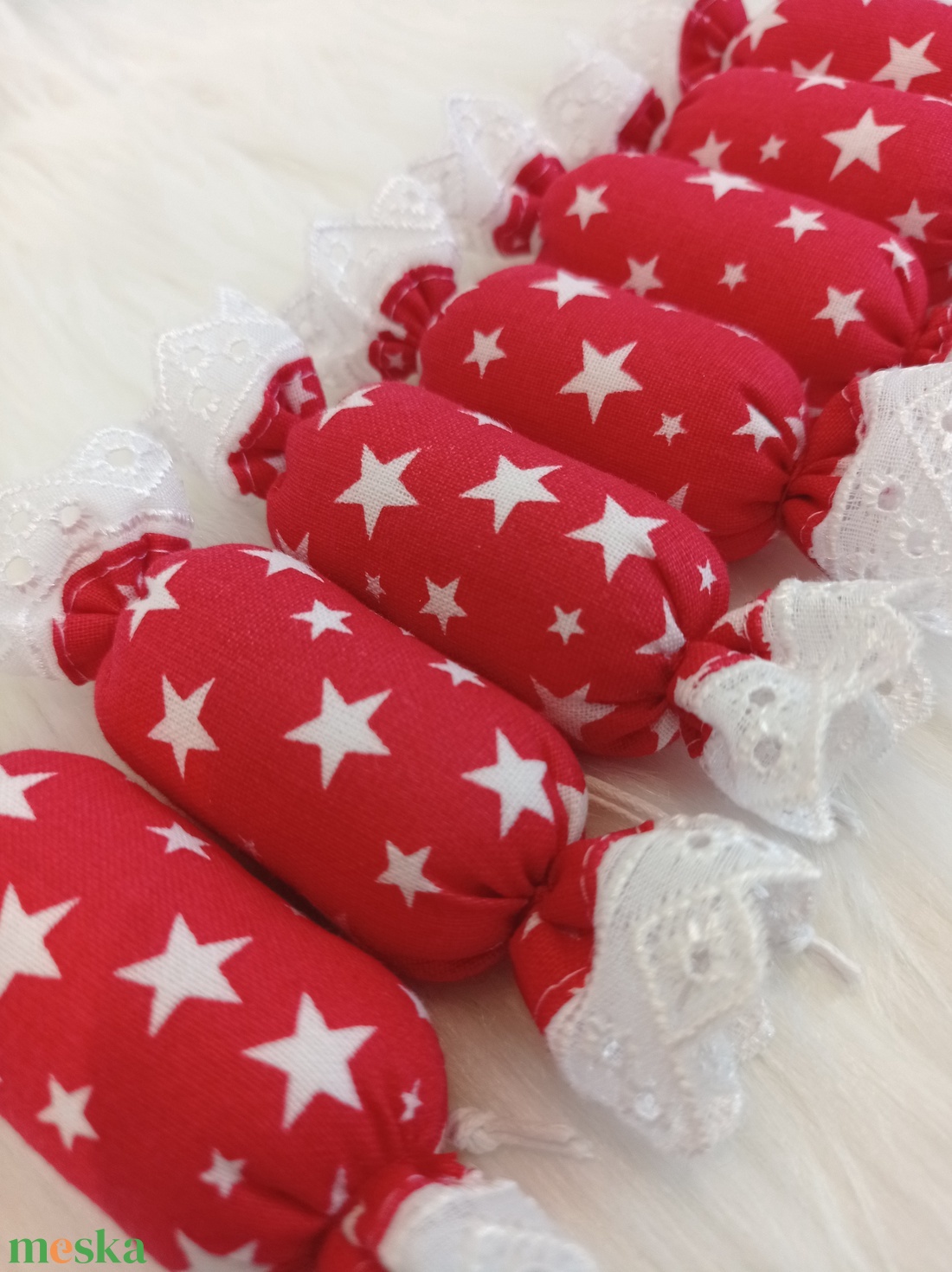 7 darabos textil szaloncukor csomag - 7. - karácsony - karácsonyi lakásdekoráció - karácsonyfadíszek - Meska.hu