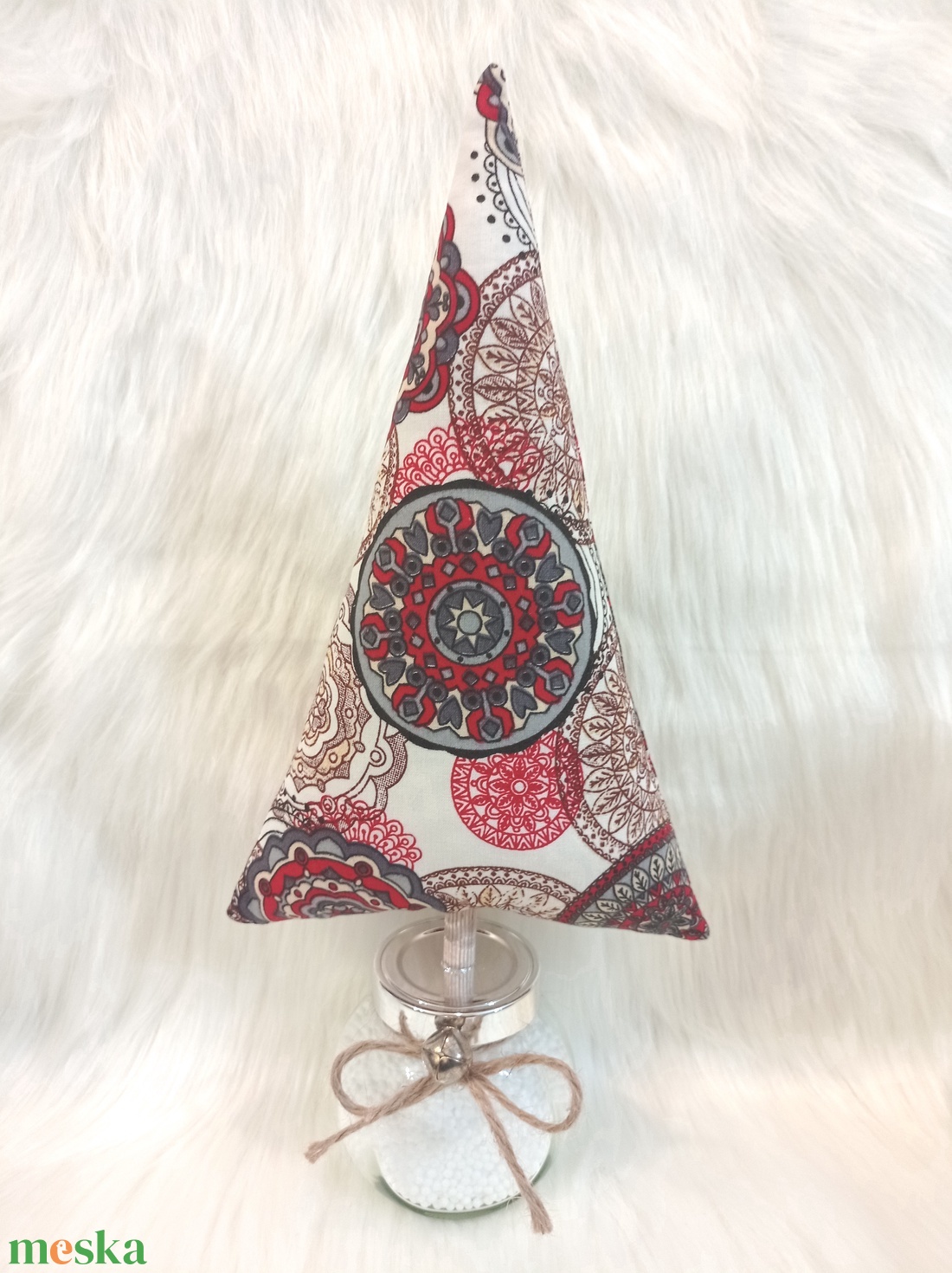 Pamutvászonból készült fenyőfa üvegkehelyben - 3. - karácsony - karácsonyi lakásdekoráció - karácsonyi lakásdíszek - Meska.hu