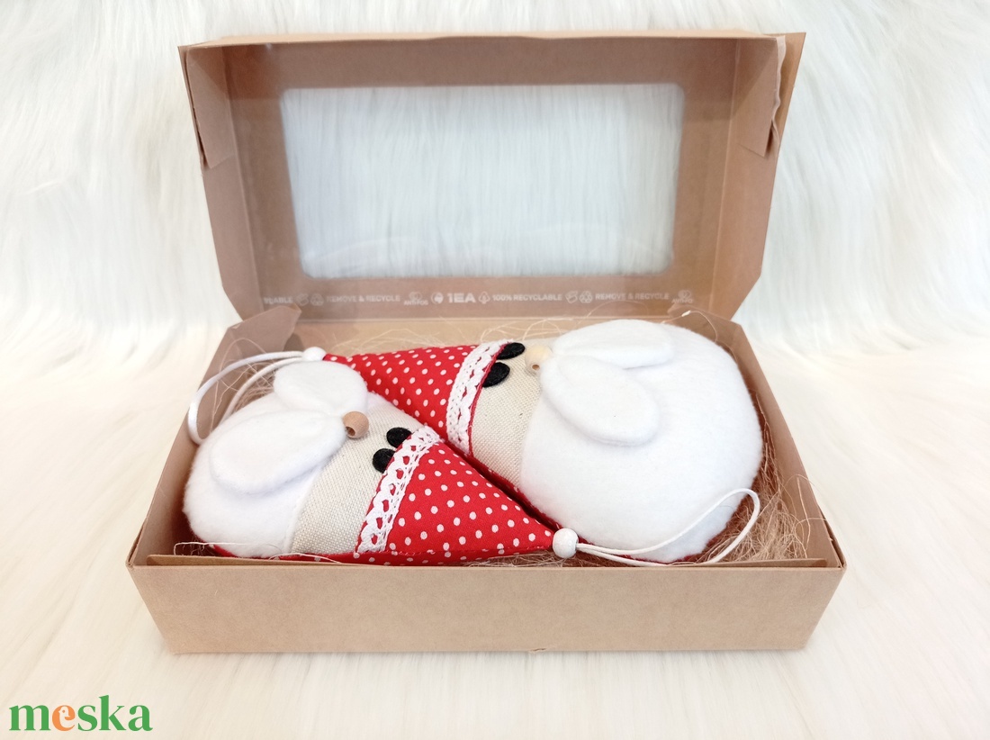 Kézműves textil Mikulás szett  karácsonyi dekoráció ajándékba  - karácsony - karácsonyi lakásdekoráció - karácsonyi lakásdíszek - Meska.hu