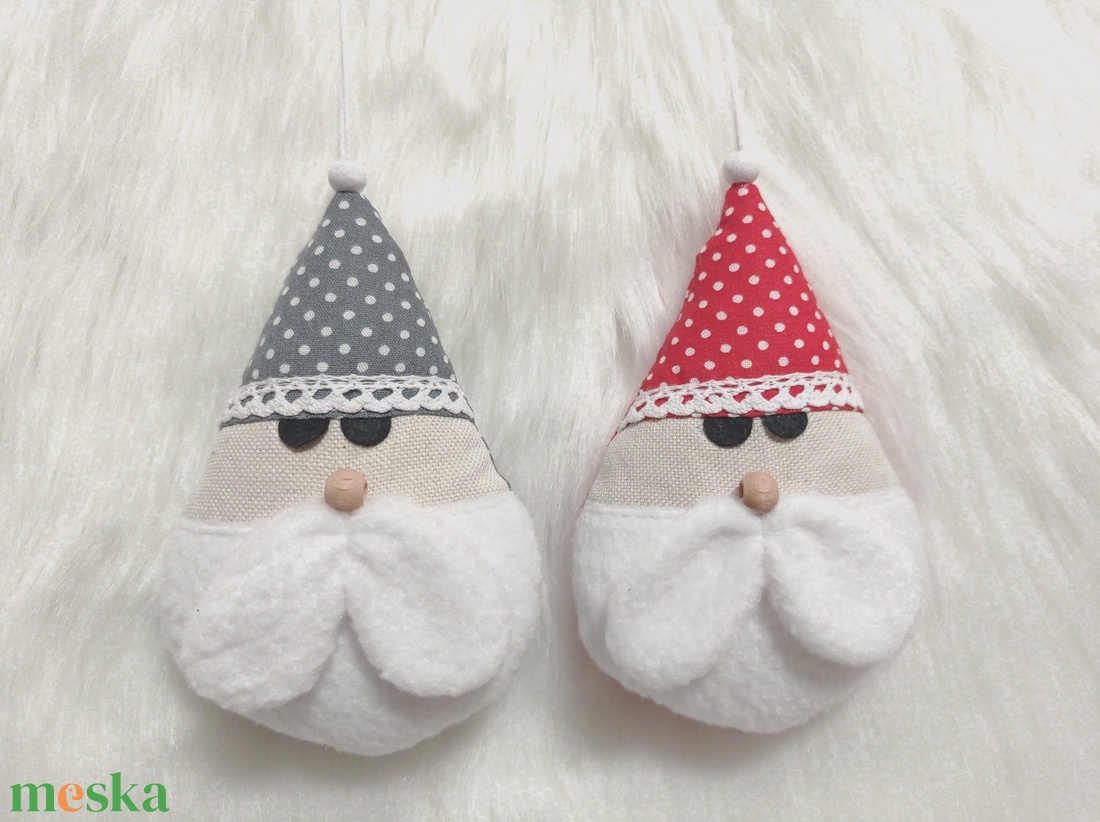 Kézműves textil Mikulás szett  karácsonyi dekoráció ajándékba  - karácsony - karácsonyi lakásdekoráció - karácsonyi lakásdíszek - Meska.hu