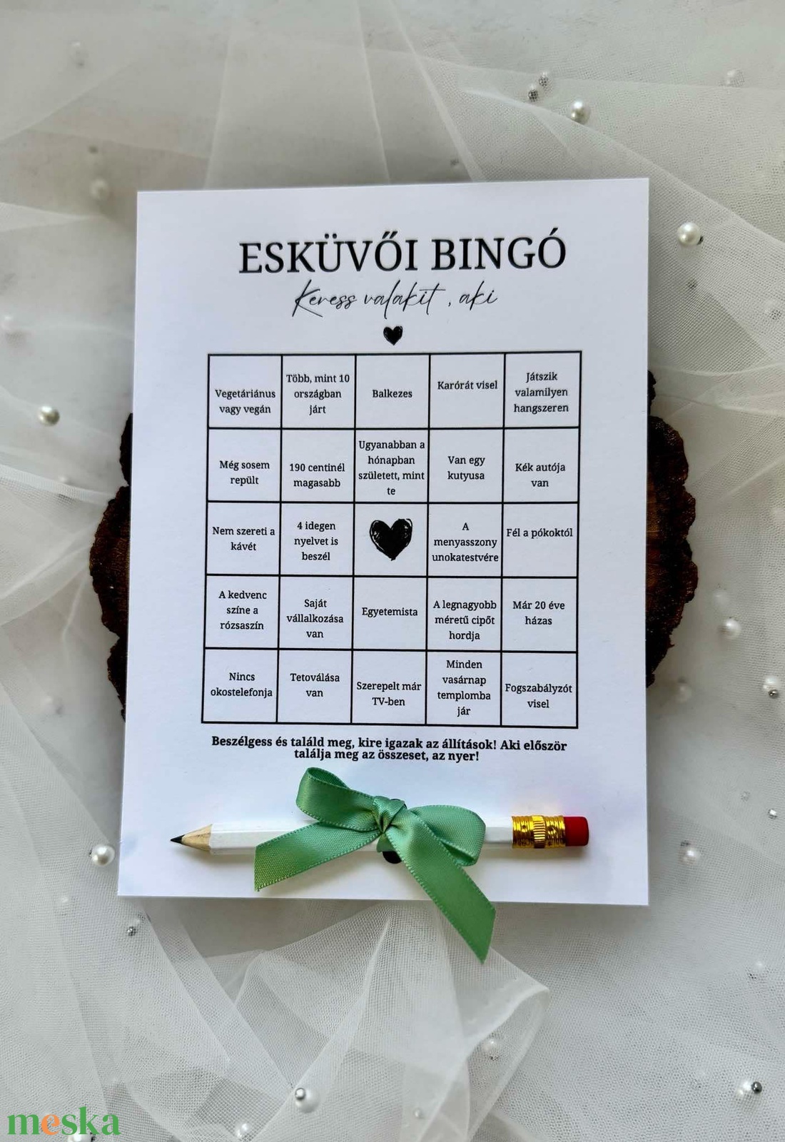4 db Esküvői bingó, bingo- egyedi designnal (greenery, rózsaszín, stb) - esküvő - dekoráció - helyszíni dekor - Meska.hu