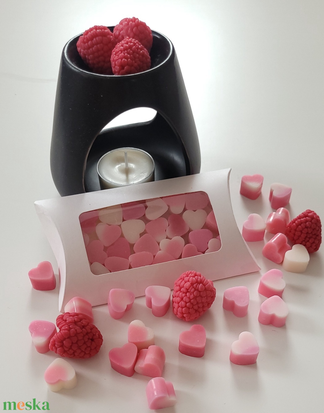 Málnás pannacotta szívecskés illatviasz  - otthon & életmód - gyertya, illat, aroma - illatviasz - Meska.hu