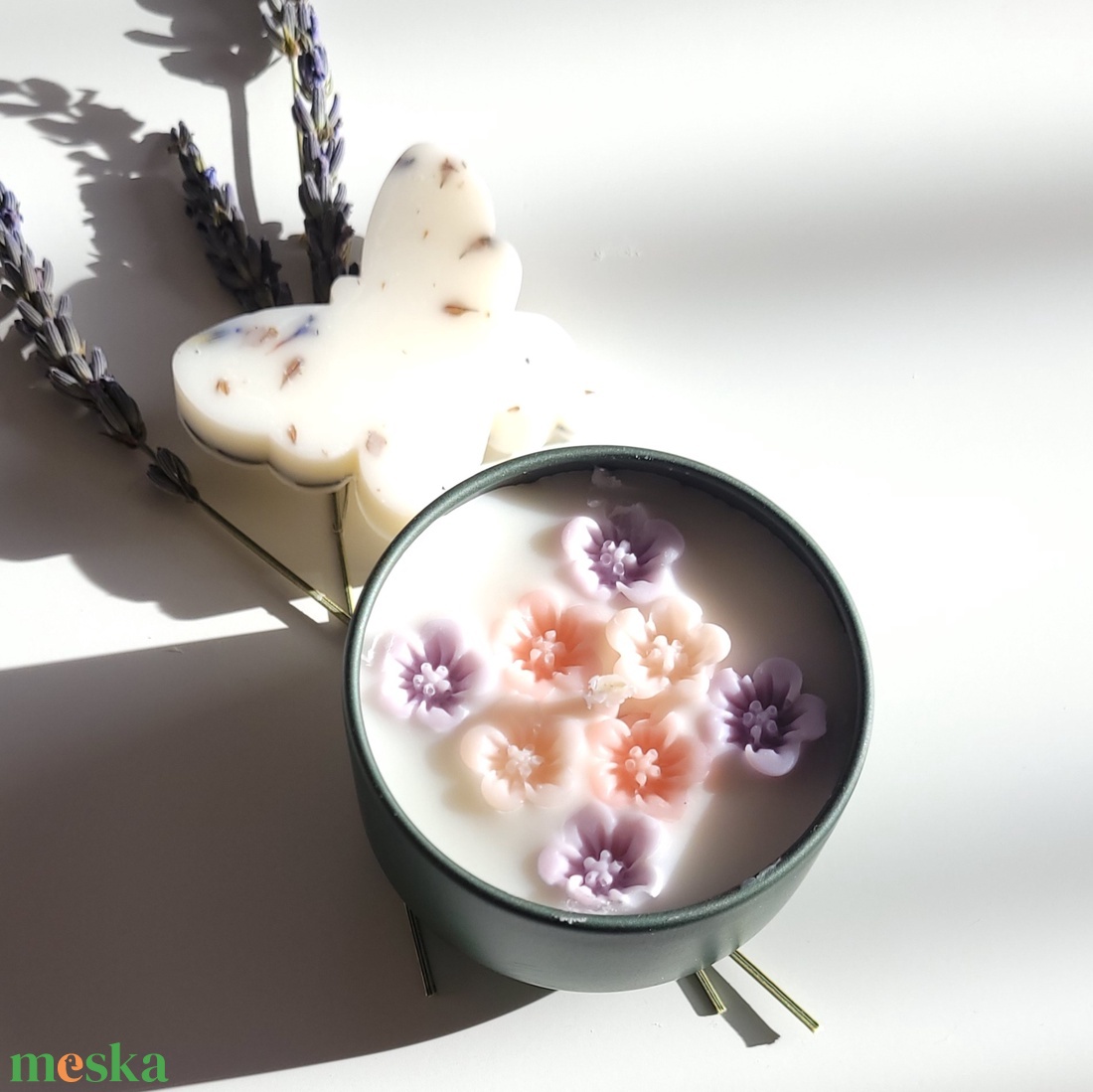 Francia vanília és levendula pici virágos illatgyertya - otthon & életmód - gyertya, illat, aroma - gyertya - Meska.hu