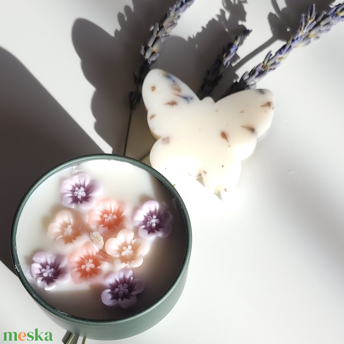 Francia vanília és levendula pici virágos illatgyertya - otthon & életmód - gyertya, illat, aroma - gyertya - Meska.hu