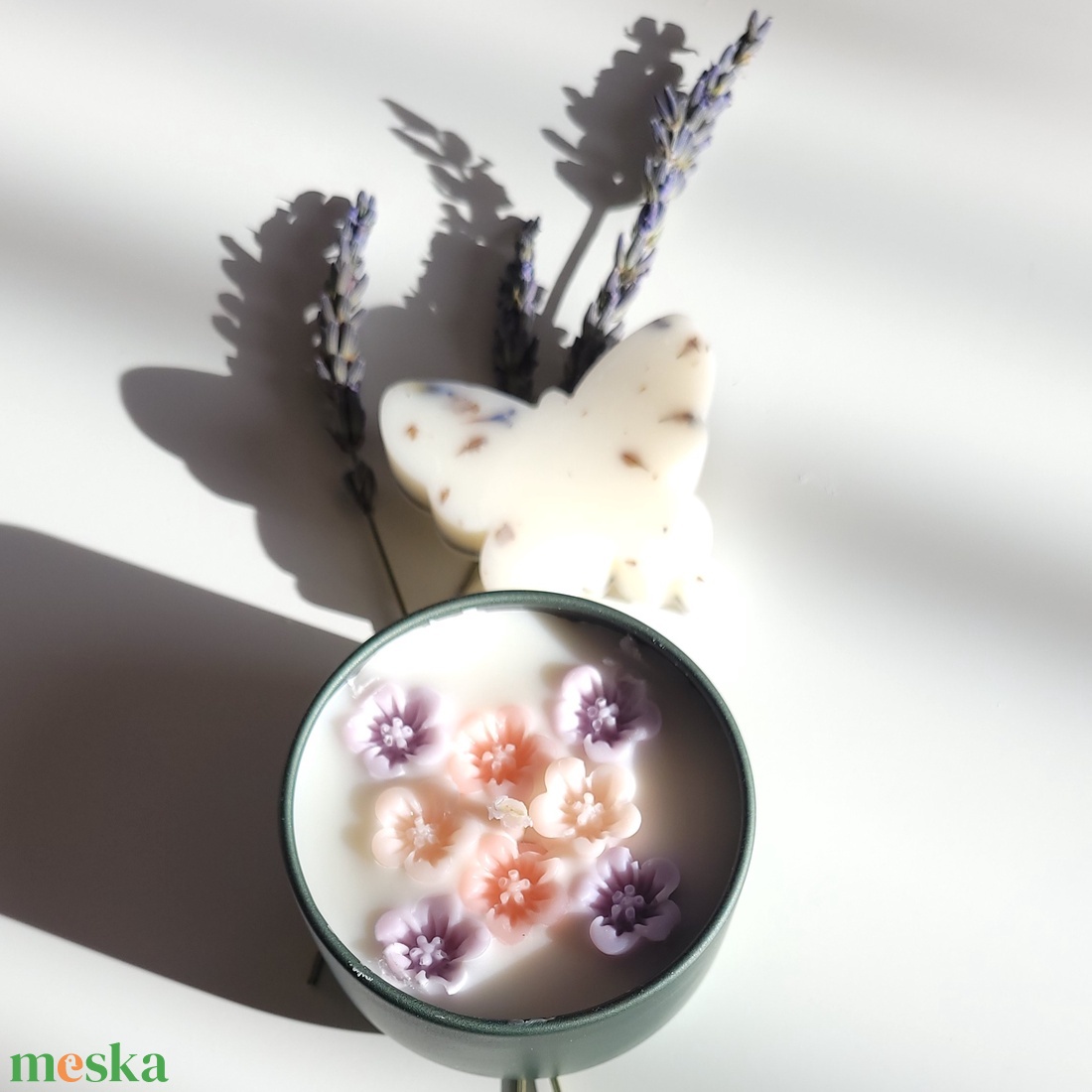 Francia vanília és levendula pici virágos illatgyertya - otthon & életmód - gyertya, illat, aroma - gyertya - Meska.hu