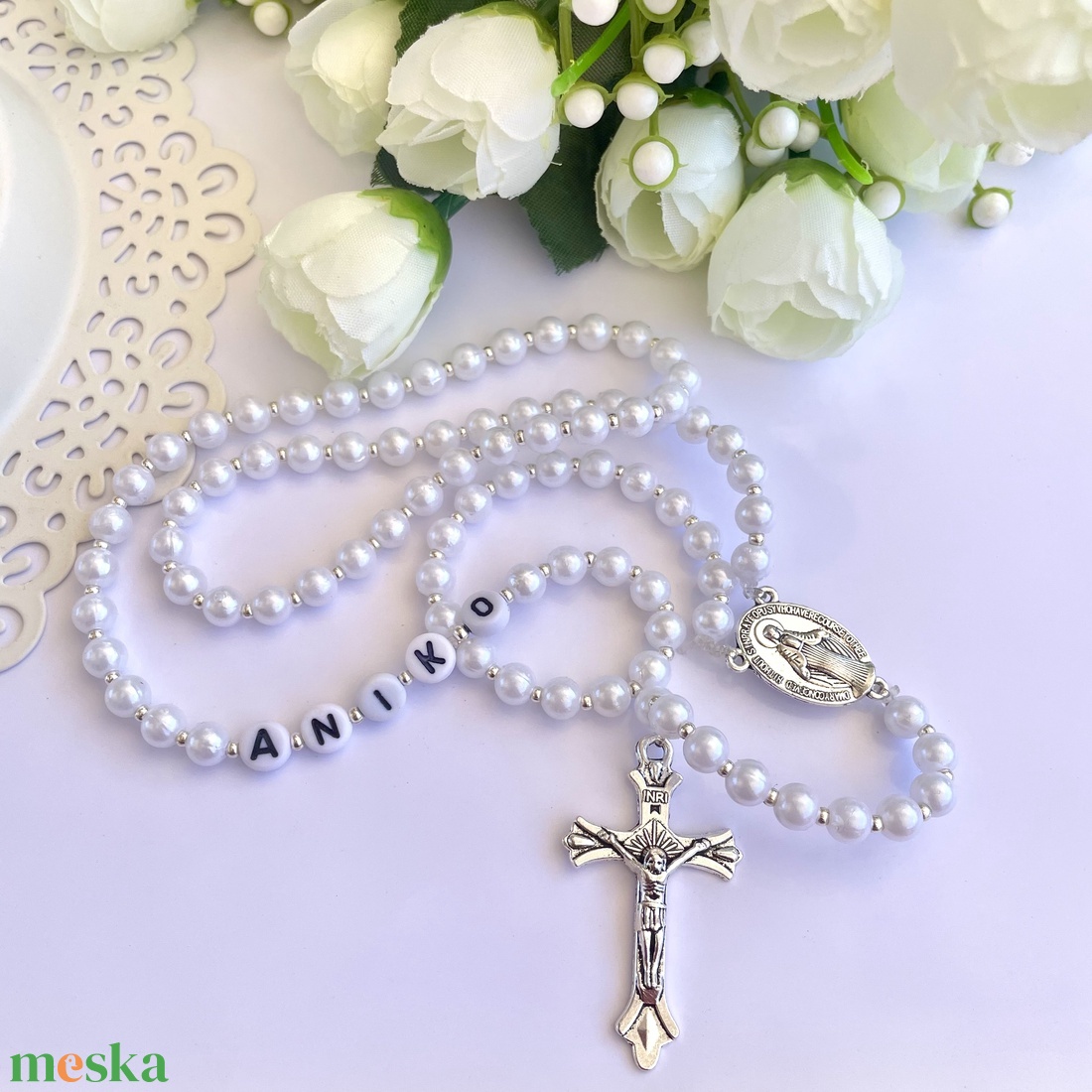 Egyedi gyöngyös rózsafüzér személyre szabható névvel ???? - ékszer - nyaklánc - monogram & névnyaklánc - Meska.hu Egyedi gyöngyös rózsafüzér személyre szabható névvel ???? - ékszer - nyaklánc - monogram & névnyaklánc - Meska.hu