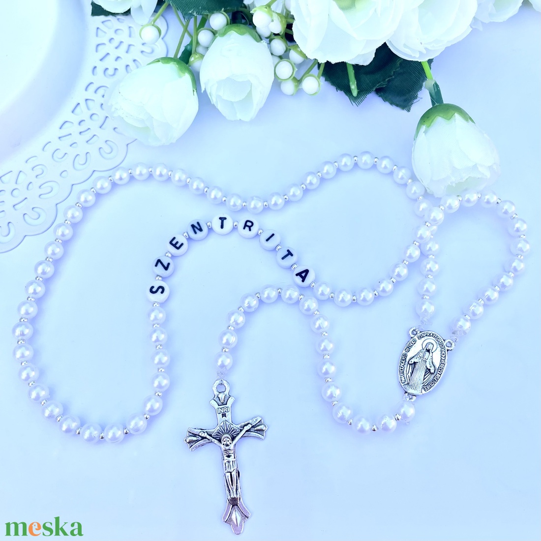Egyedi gyöngyös rózsafüzér személyre szabható névvel ???? - ékszer - nyaklánc - monogram & névnyaklánc - Meska.hu Egyedi gyöngyös rózsafüzér személyre szabható névvel ???? - ékszer - nyaklánc - monogram & névnyaklánc - Meska.hu