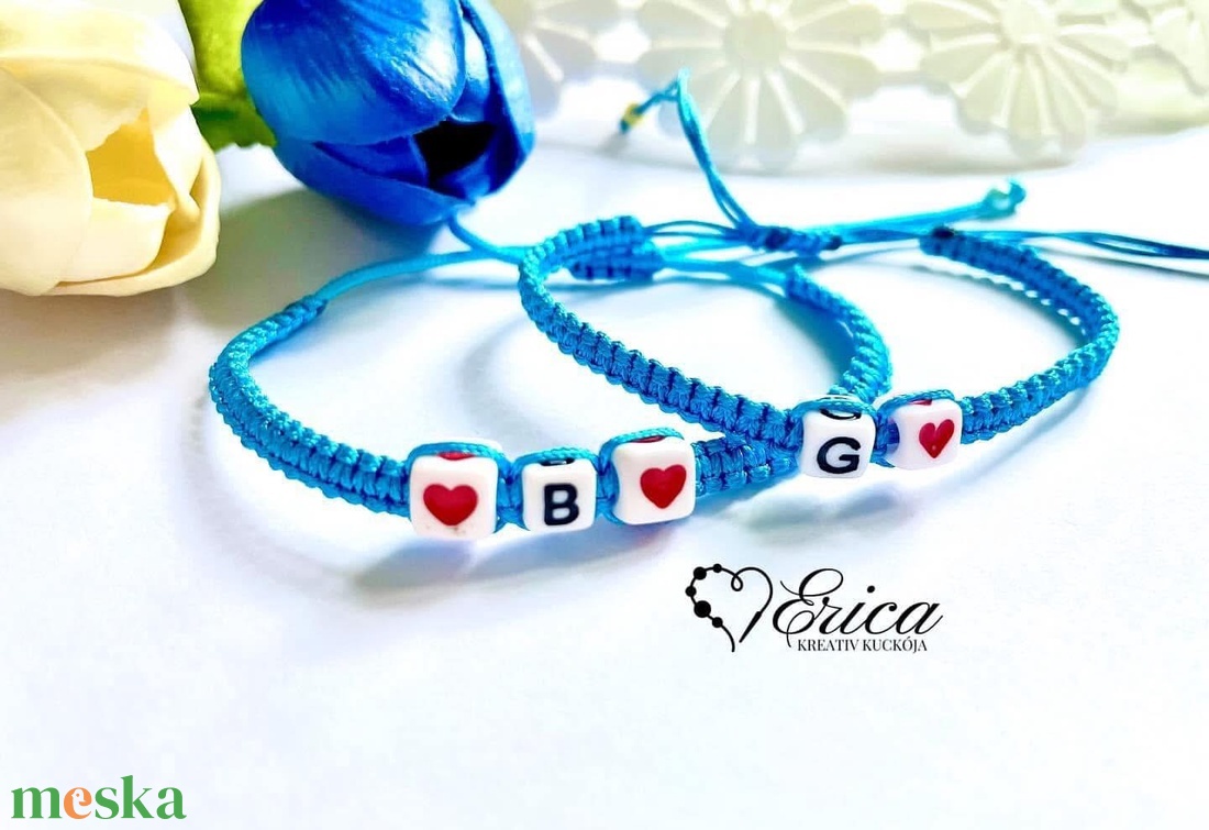 Személyre Szabható Betűkkel és Szívvel - ékszer - karkötő - fonott karkötő - Meska.hu