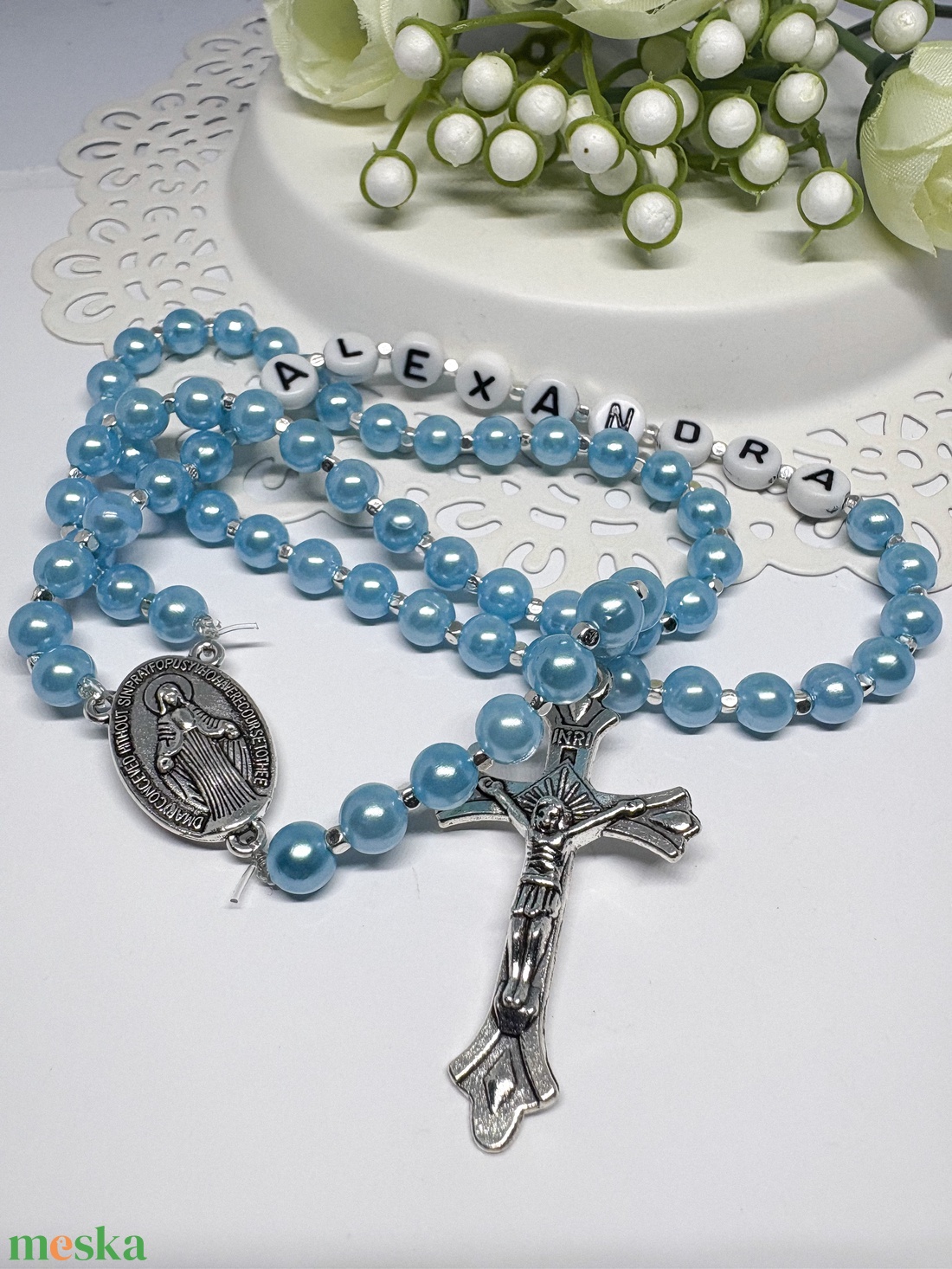  Egyedi gyöngyös rózsafüzér  személyre szabható névvel ???? - ékszer - nyaklánc - monogram & névnyaklánc - Meska.hu