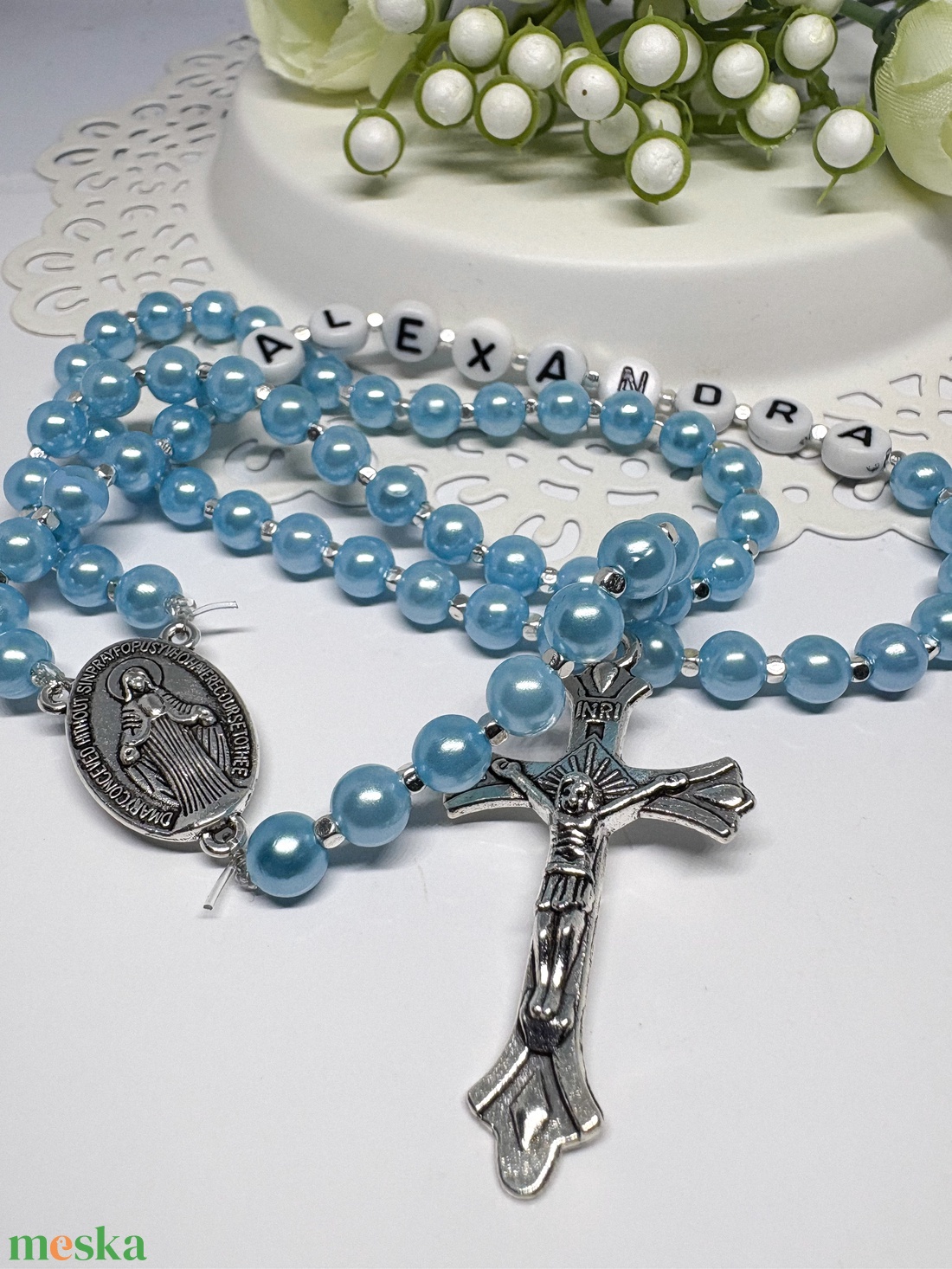  Egyedi gyöngyös rózsafüzér  személyre szabható névvel ???? - ékszer - nyaklánc - monogram & névnyaklánc - Meska.hu