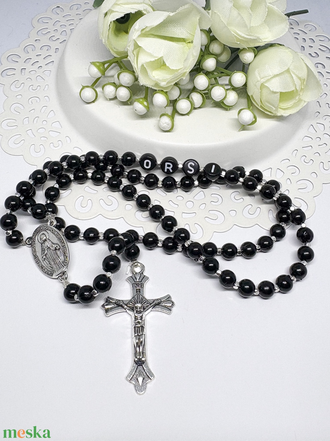  Egyedi gyöngyös rózsafüzér  személyre szabható névvel ???? - ékszer - nyaklánc - monogram & névnyaklánc - Meska.hu