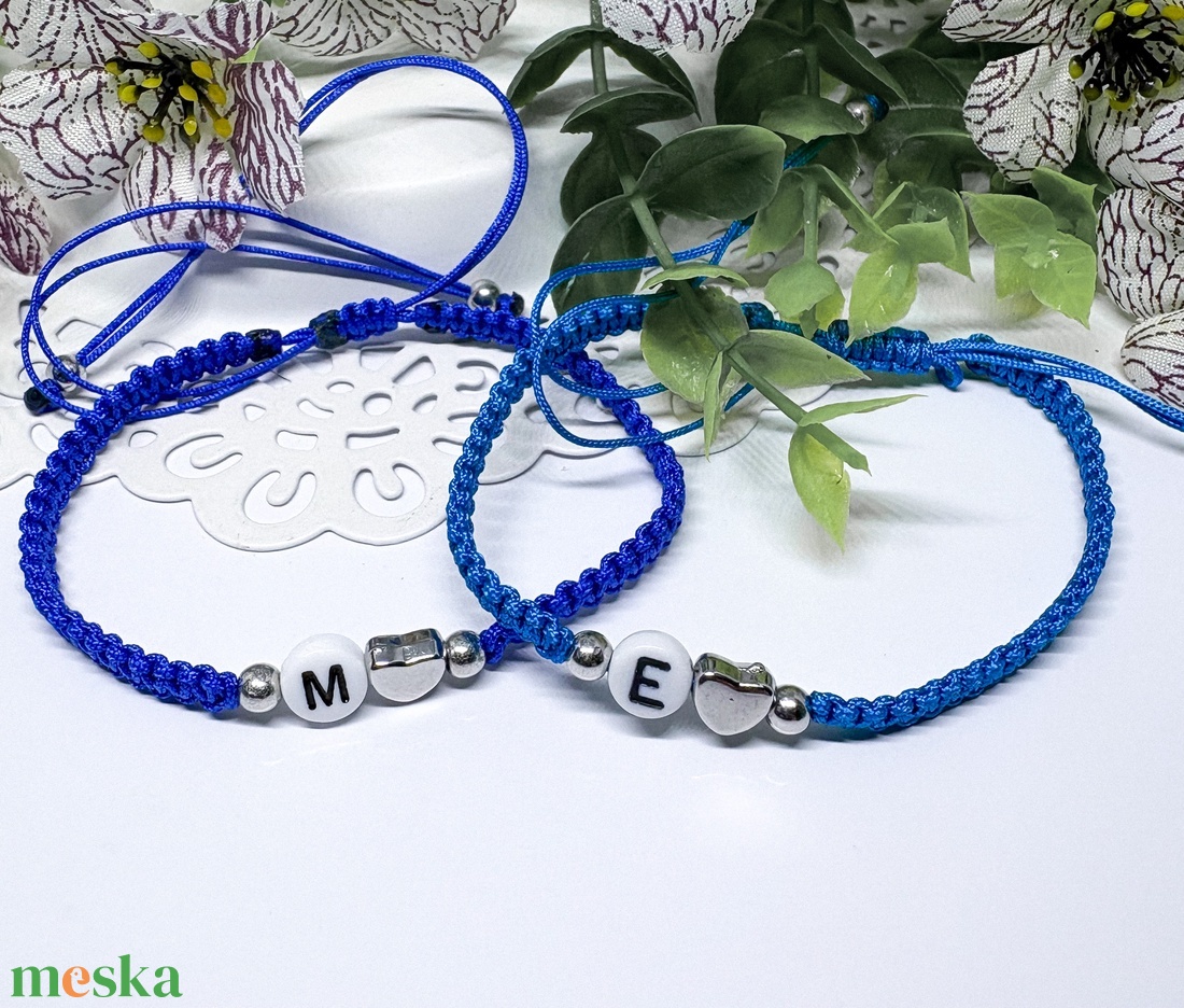 Páros Betűs Karkötő Szett � Egyedi Valentin-napi Ajándék Szerelmeseknek - ékszer - karkötő - fonott karkötő - Meska.hu