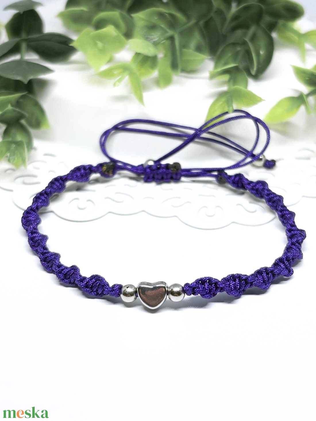 Ékszer Karkötők csavart Szíves sötét lila  - ékszer - karkötő - fonott karkötő - Meska.hu