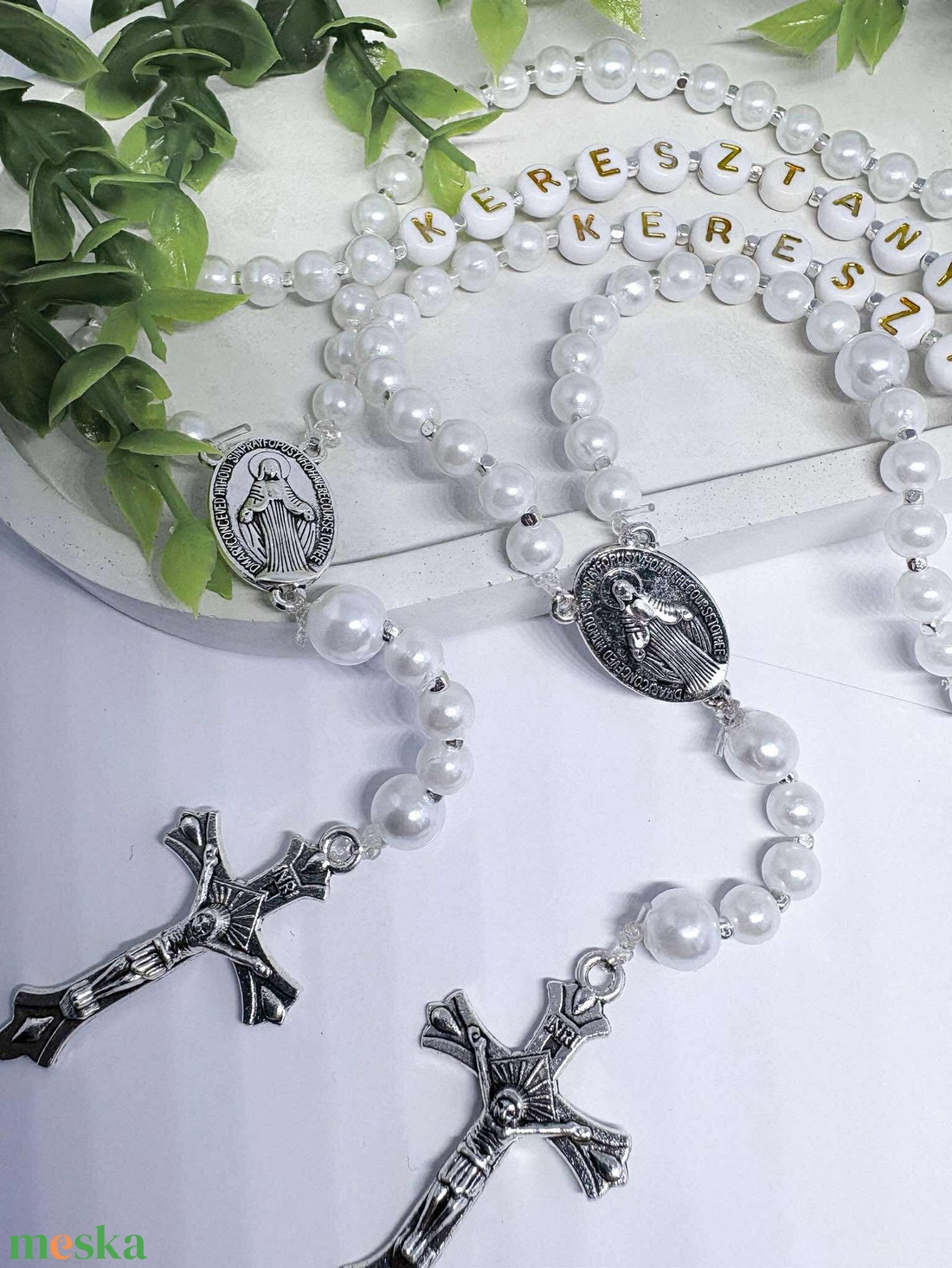 Egyedi Névre Szóló Rózsafüszér -Keresztelőre, Elsőáldozásra- Választható színekkel - otthon & életmód - vallás - lánc & füzér - Meska.hu