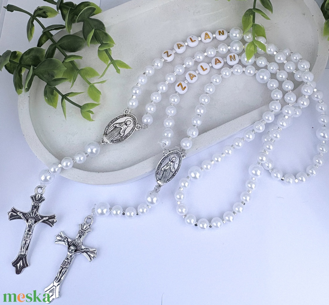 Egyedi Névre Szóló Rózsafüszér -Keresztelőre, Elsőáldozásra- Választható színekkel - otthon & életmód - vallás - lánc & füzér - Meska.hu