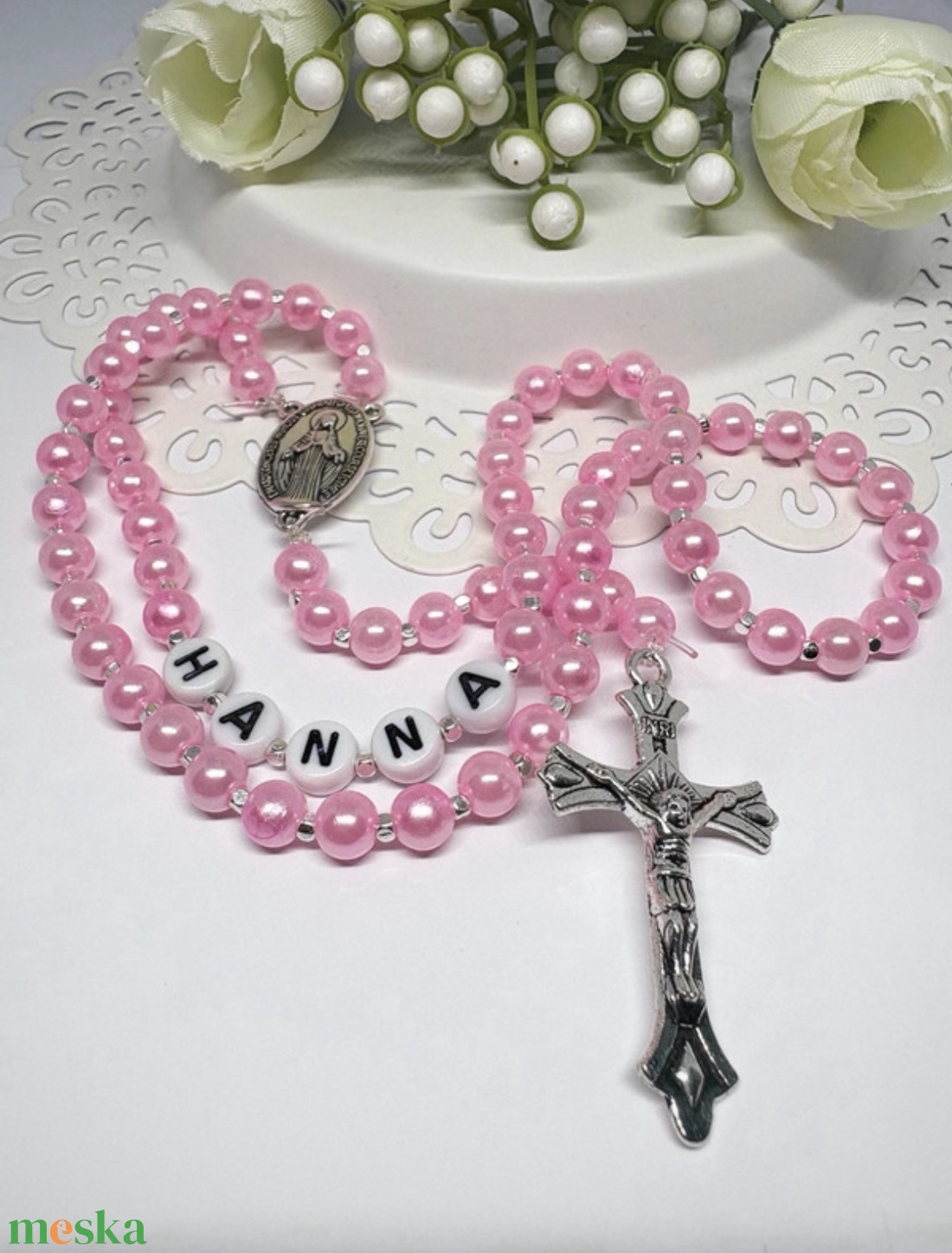 Egyedi Névre Szóló Rózsafüszér -Keresztelőre, Elsőáldozásra- Választható színekkel - otthon & életmód - vallás - lánc & füzér - Meska.hu
