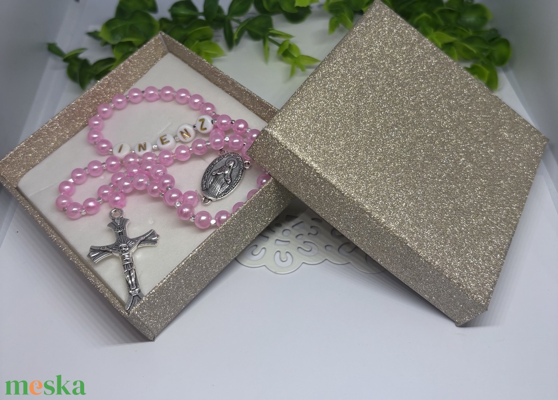 Egyedi Névre Szóló Rózsafüszér -Keresztelőre, Elsőáldozásra- Választható színekkel - otthon & életmód - vallás - lánc & füzér - Meska.hu