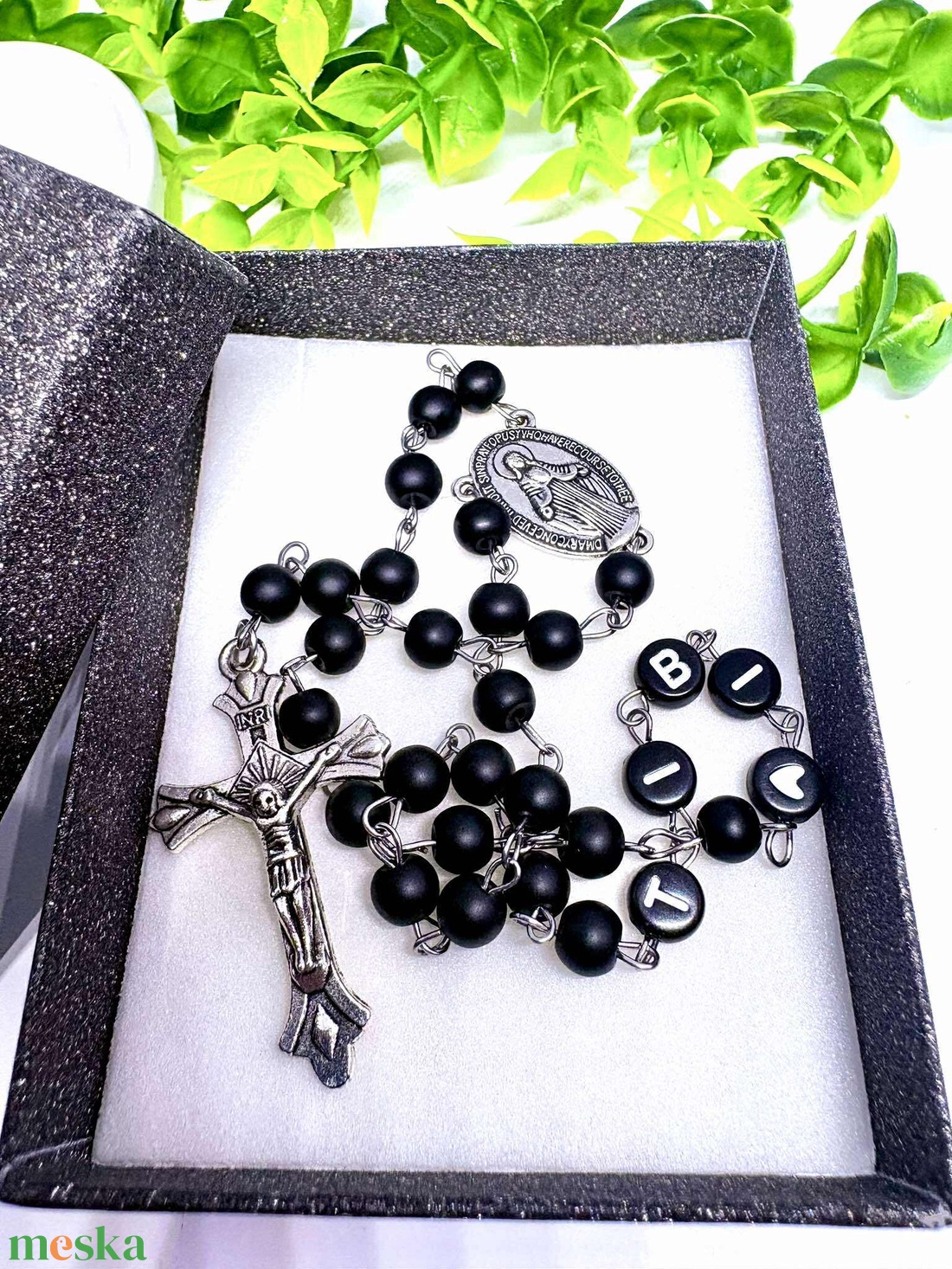 Ballagási Védelmeztő Szerencse Rózsafüzér-Matt Ónix ( Névre szóló)  - otthon & életmód - vallás - lánc & füzér - Meska.hu