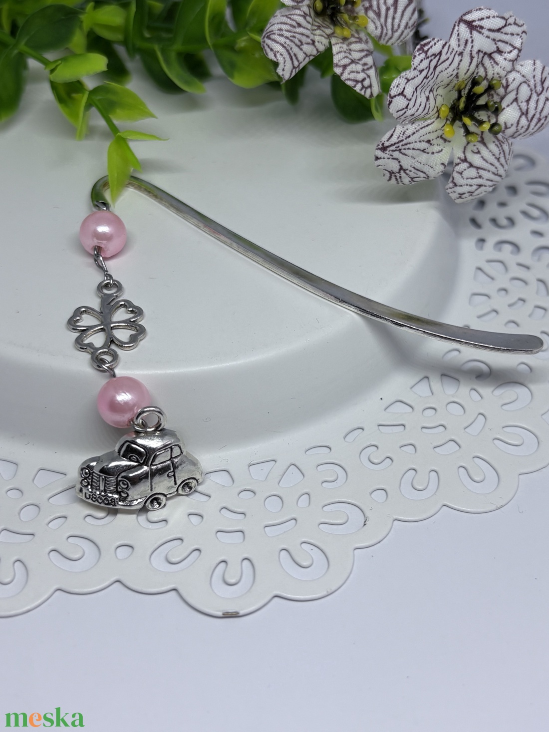 Rócsaszín Kocsis Könyvjelző   - könyv & zene - könyvjelző - Meska.hu