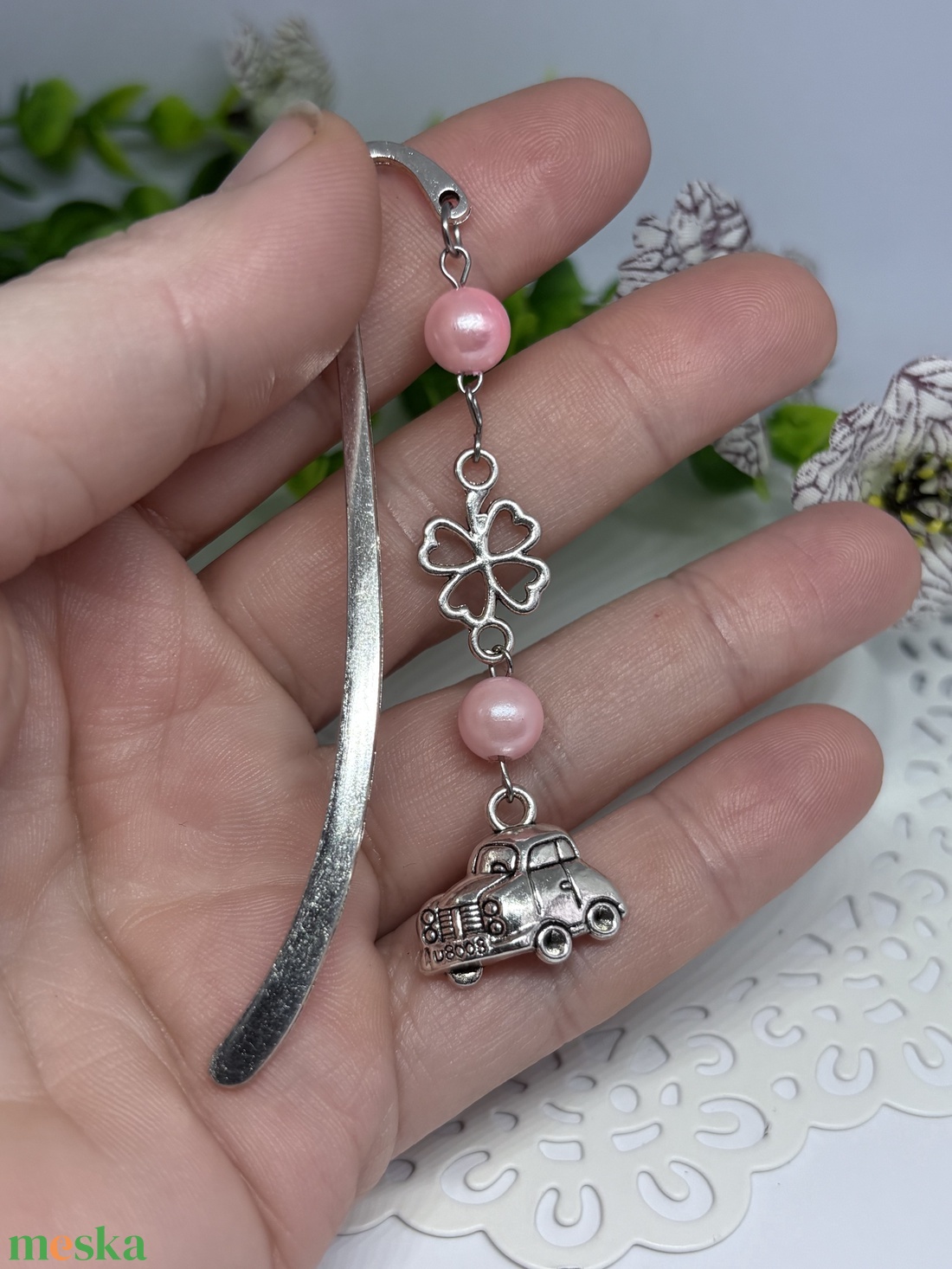 Rócsaszín Kocsis Könyvjelző   - könyv & zene - könyvjelző - Meska.hu