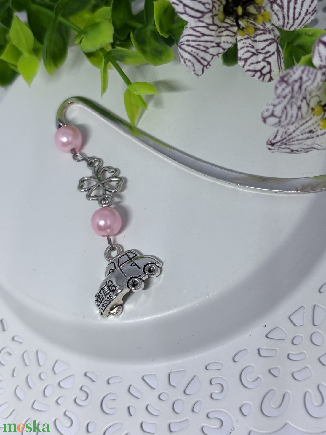 Rócsaszín Kocsis Könyvjelző   - könyv & zene - könyvjelző - Meska.hu