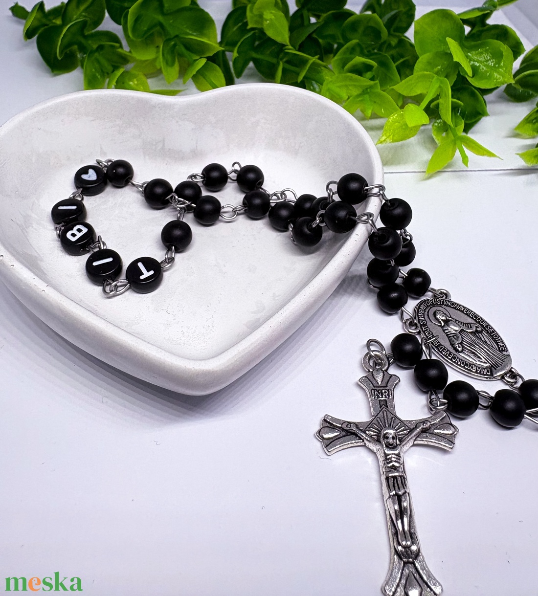 Védelmeztő Szerencse Rózsafüzér-Matt Ónix ( Névre szóló)  - otthon & életmód - vallás - lánc & füzér - Meska.hu
