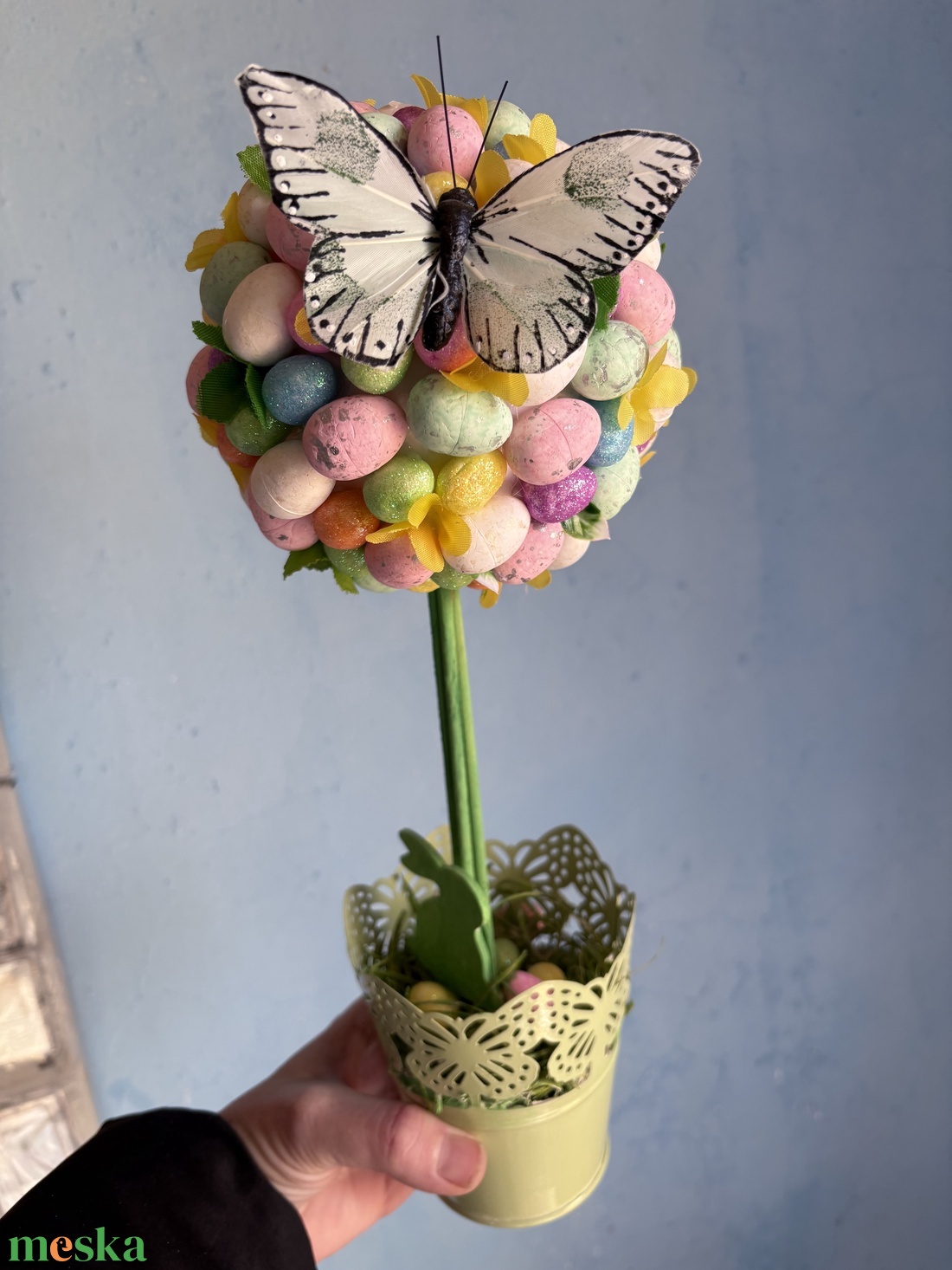 Húsvéti Tojásfa Pillangóval - ünnepi díszek, dekorációk - húsvéti díszek és dekorációk - húsvéti ablakdíszek - Meska.hu