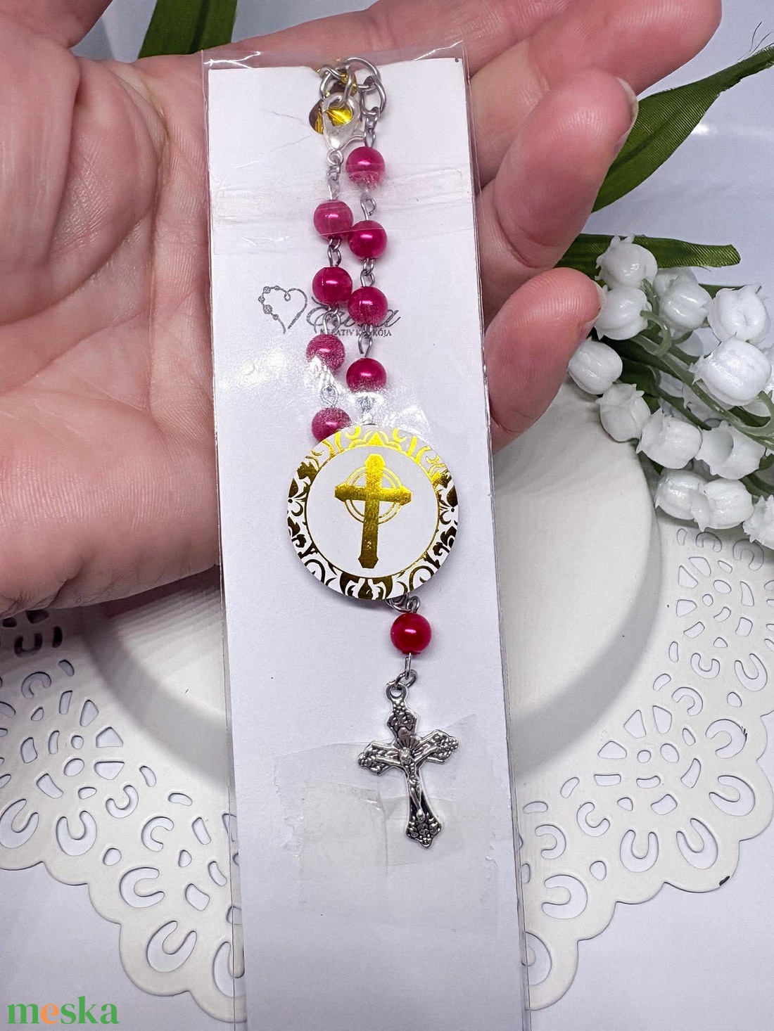 Autós rózsafüzér szentképpel � Több változatban - otthon & életmód - autó - visszapillantó dísz - Meska.hu