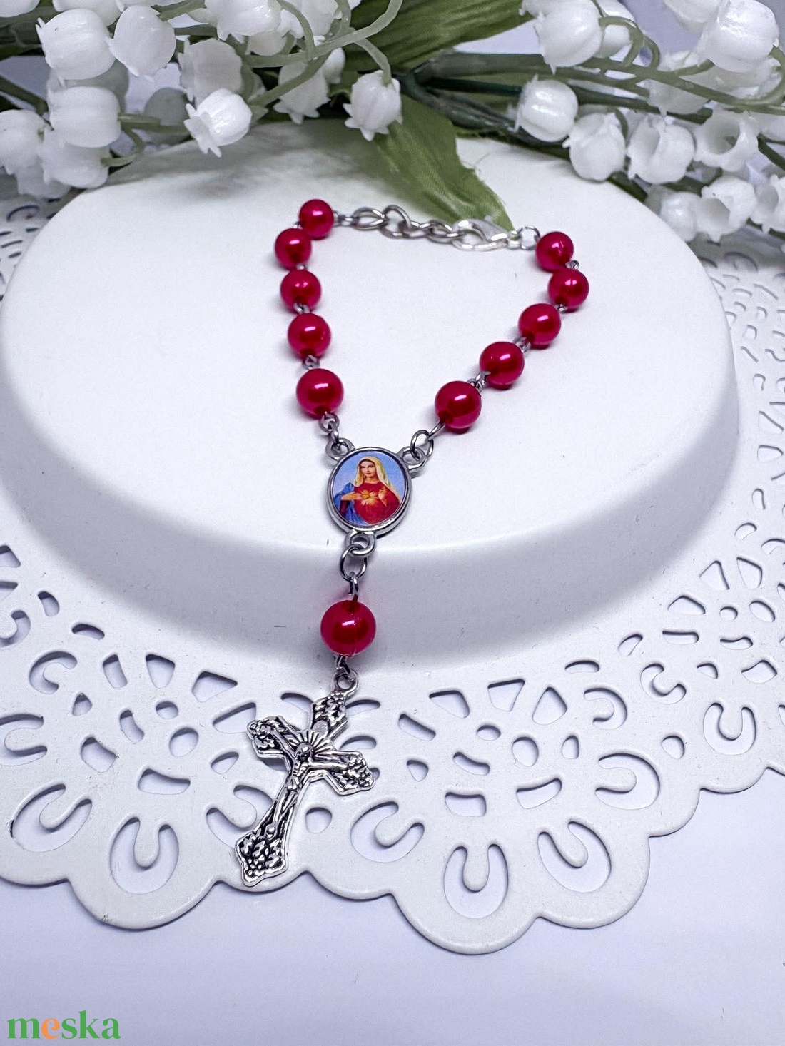 Autós rózsafüzér szentképpel � Több változatban fekete - otthon & életmód - autó - visszapillantó dísz - Meska.hu