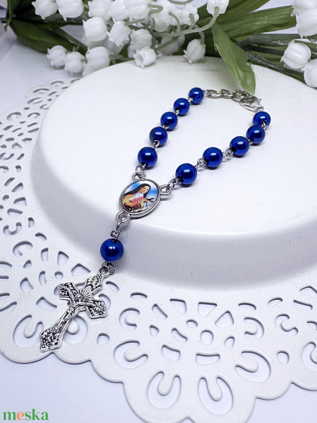 Autós rózsafüzér szentképpel � Több változatban fekete - otthon & életmód - autó - visszapillantó dísz - Meska.hu