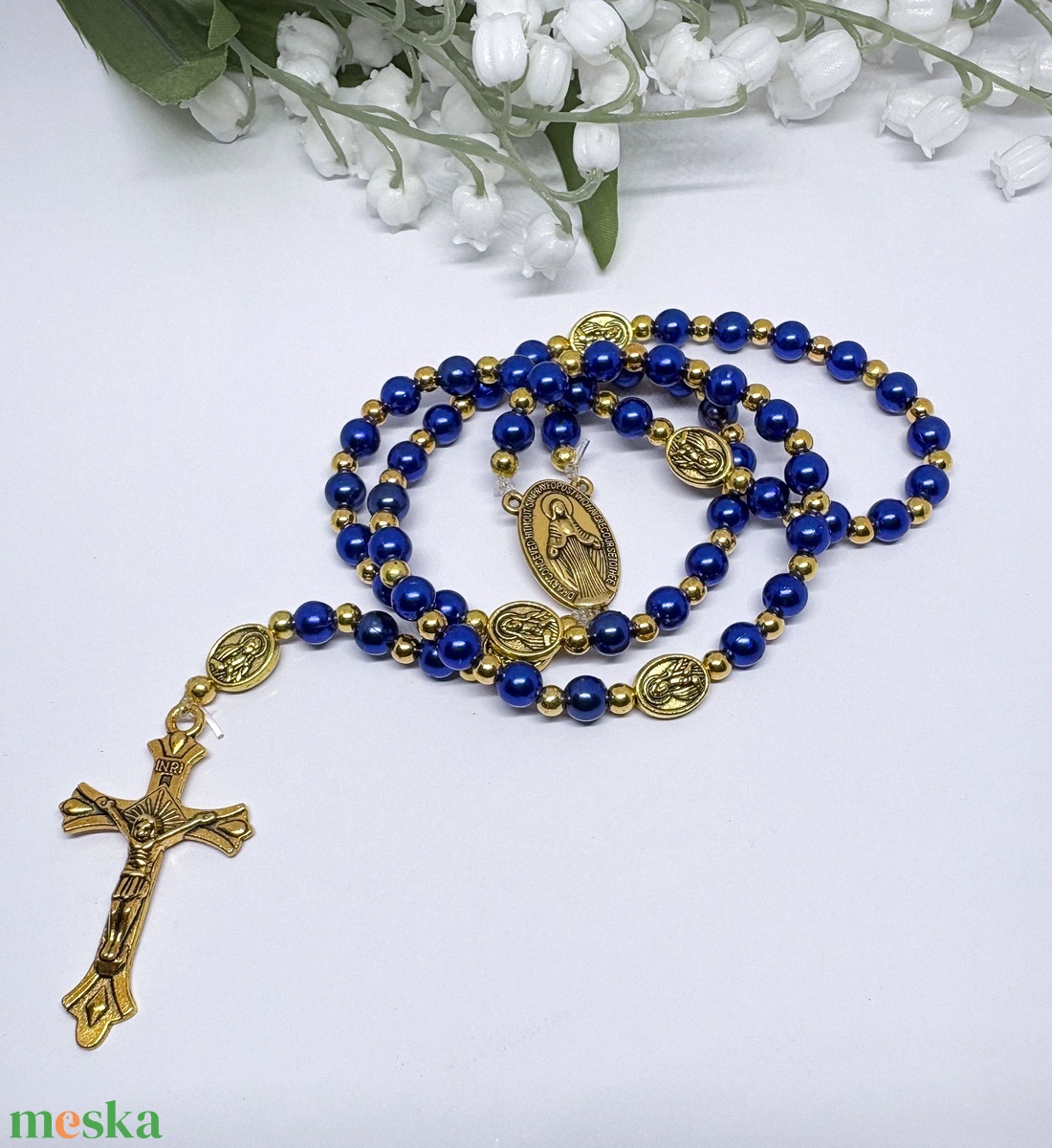 Személyre Szabható Szerelmemnek � Kék és Arany Rózsafüzér Díszdobozban - otthon & életmód - vallás - lánc & füzér - Meska.hu