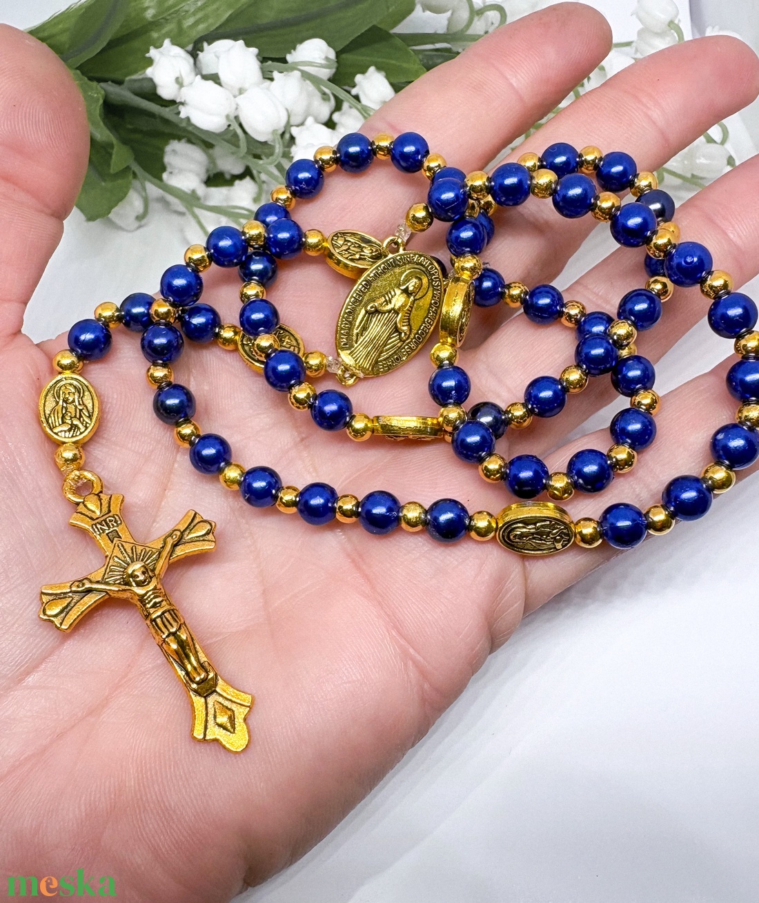 Személyre Szabható Szerelmemnek � Kék és Arany Rózsafüzér Díszdobozban - otthon & életmód - vallás - lánc & füzér - Meska.hu