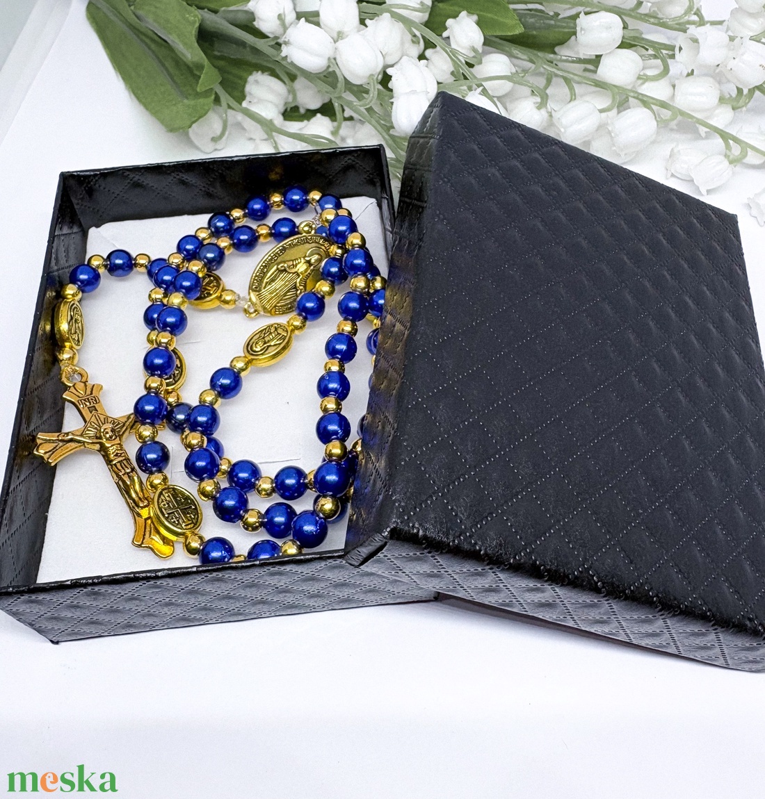 Személyre Szabható Szerelmemnek � Kék és Arany Rózsafüzér Díszdobozban - otthon & életmód - vallás - lánc & füzér - Meska.hu