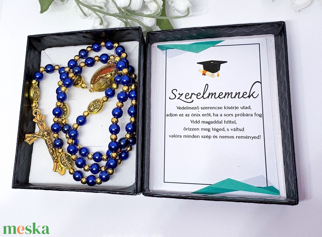 Személyre Szabható Szerelmemnek � Kék és Arany Rózsafüzér Díszdobozban - otthon & életmód - vallás - lánc & füzér - Meska.hu