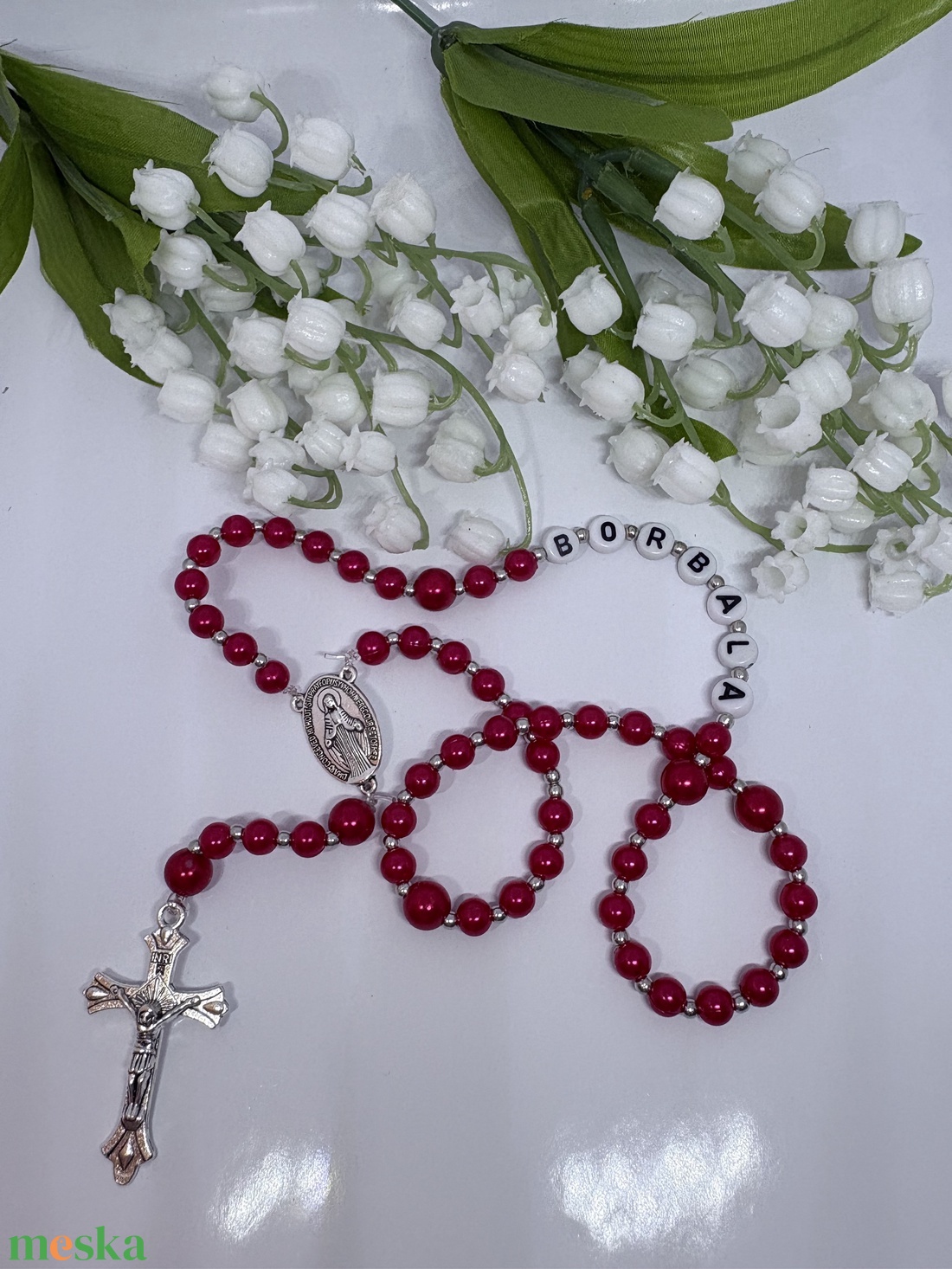 Személyre Szabható Neves Rózsafüzér Elegáns Díszdobozban � Vörös és Ezüst - otthon & életmód - vallás - lánc & füzér - Meska.hu