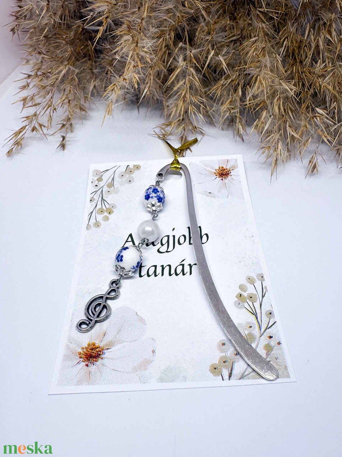 fém könyvjelző tanároknak díszkártyán - Elegáns ajándék pedagógusoknak ballagásra, év végére - könyv & zene - könyvjelző - Meska.hu