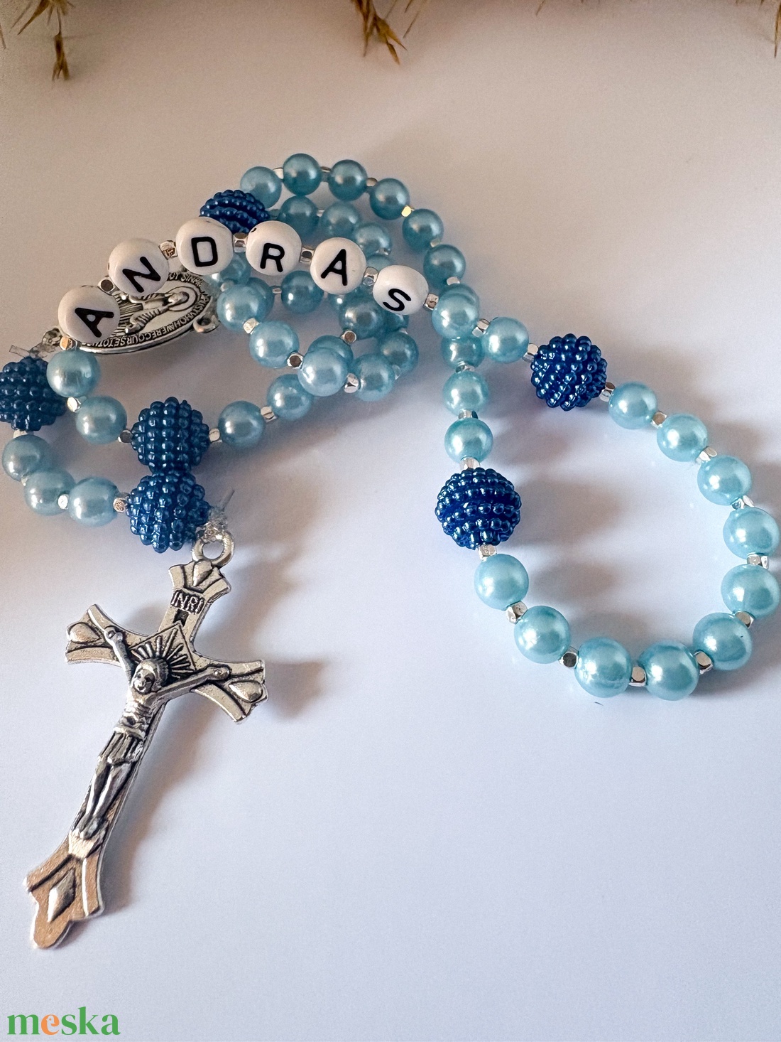  Egyedi gyöngyös rózsafüzér � személyre szabható névvel - ékszer - nyaklánc - monogram & névnyaklánc - Meska.hu