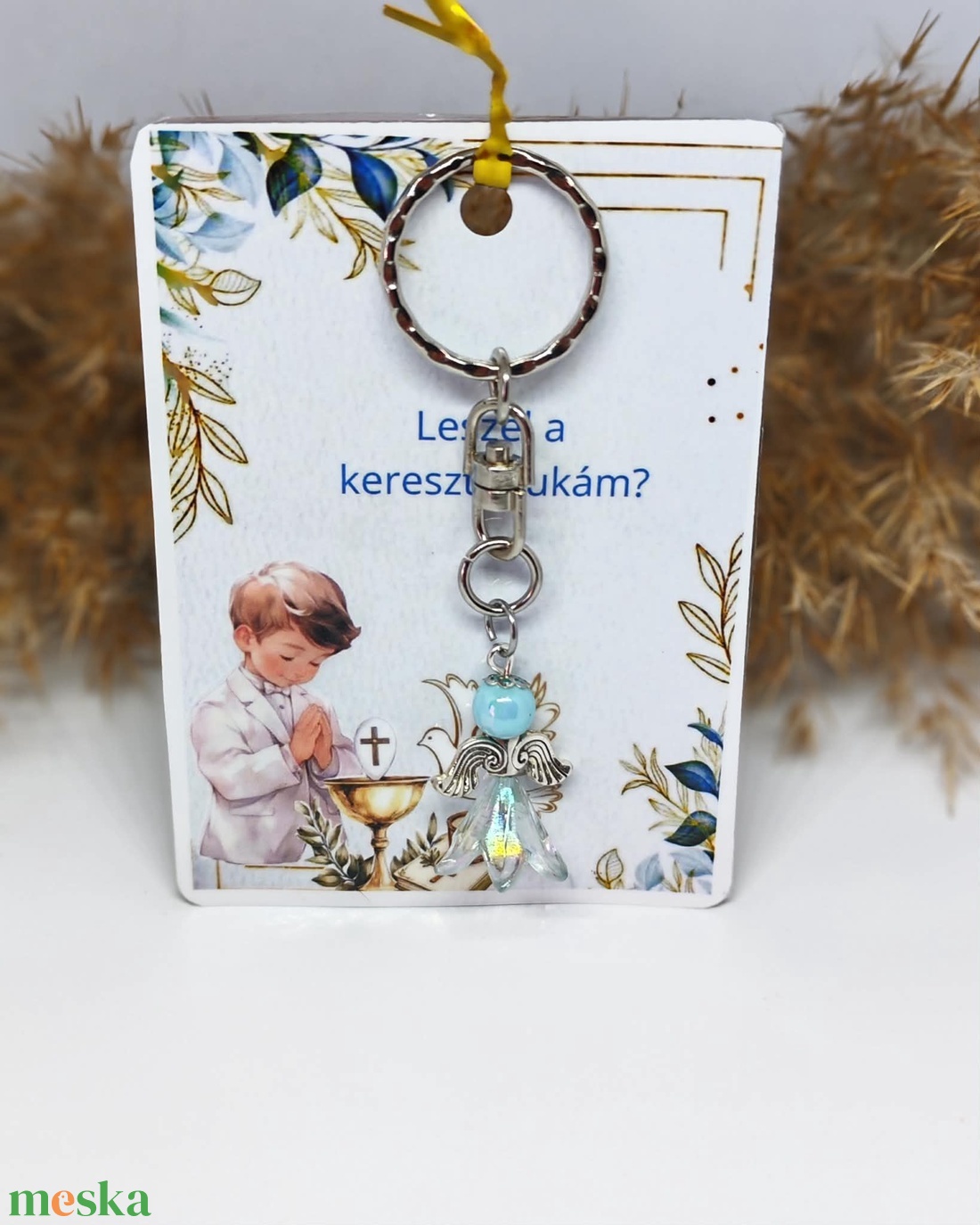 Keresztszülő felkérő angyalka kulcstartóval - Leszel a keresztanyukám / keresztapukám - baba - mama - keresztelő kellékek - keresztelőajándékok - Meska.hu