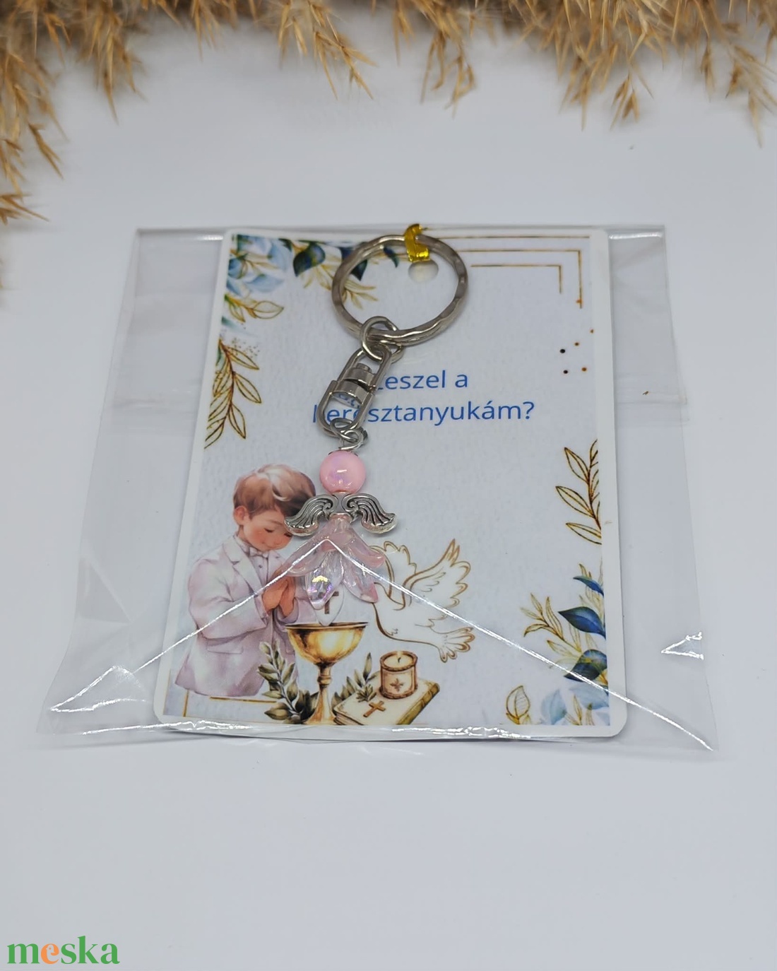 Keresztszülő felkérő angyalka kulcstartóval - Leszel a keresztanyukám / keresztapukám - baba - mama - keresztelő kellékek - keresztelőajándékok - Meska.hu