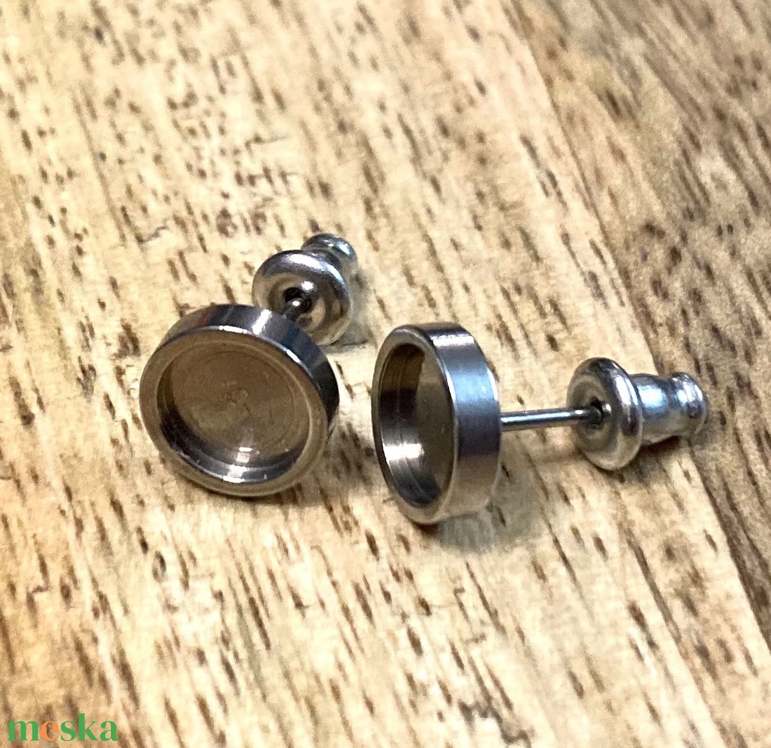 5 pár  nemesacél fülbevaló alap szett - 6 mm-es üveglencséhez - kellékek & szerszámok - ékszerkellék - fülbevaló alap - Meska.hu