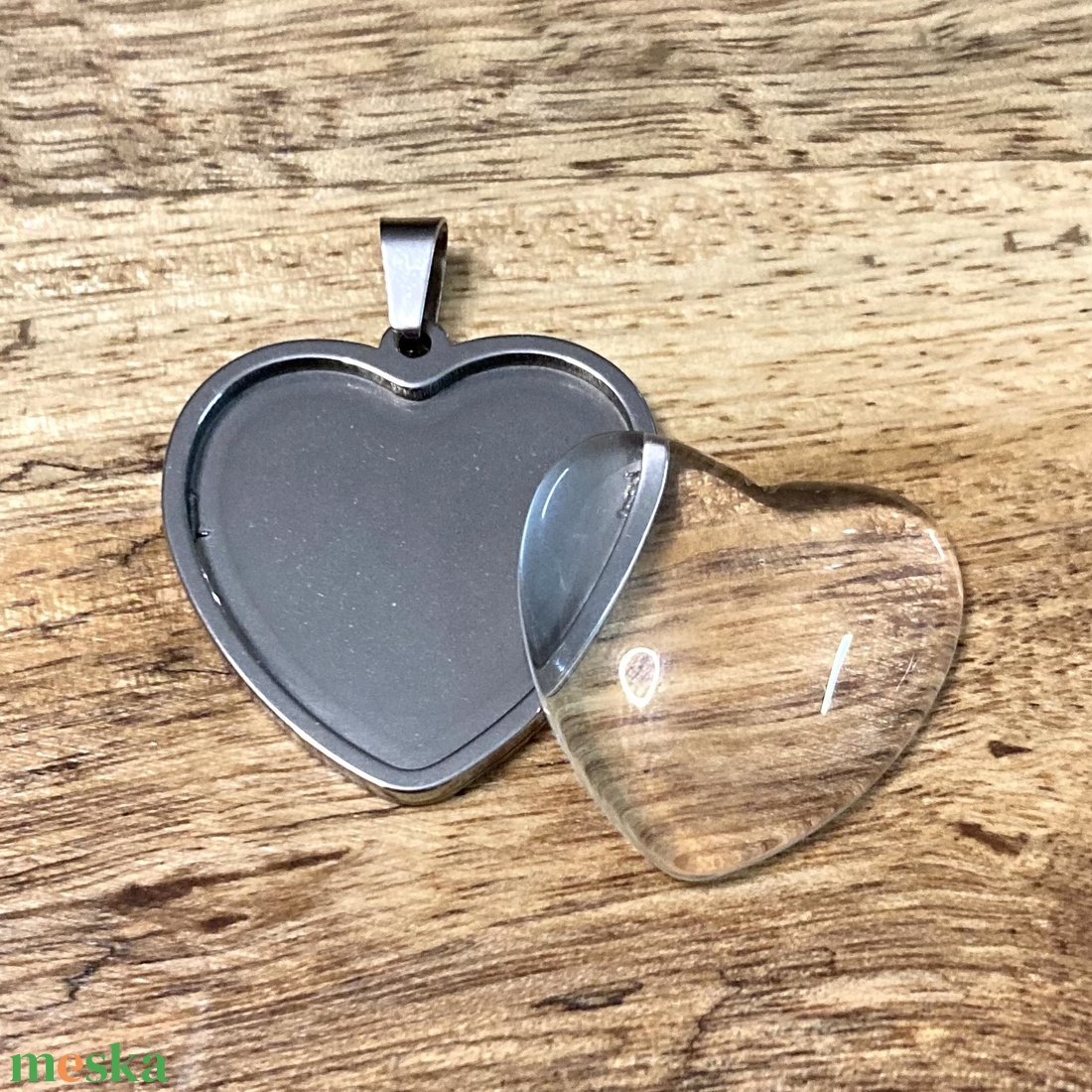 Nemesacél medálalap szett üveglencsés nyaklánchoz - szív, Nőnap, Anyák napja - kellékek & szerszámok - ékszerkellék - medál csomag - Meska.hu