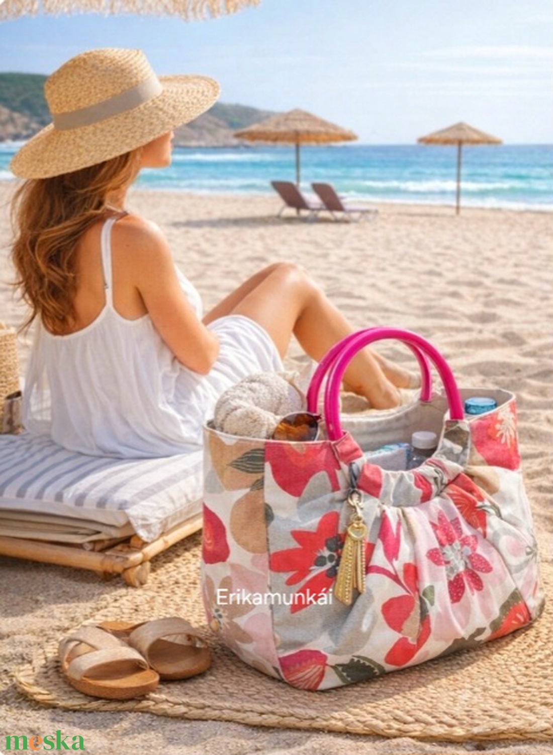 STRANDTÁSKA - KARIKAFÜLES TÁSKA  - táska & tok - kézitáska & válltáska - kézitáska - Meska.hu