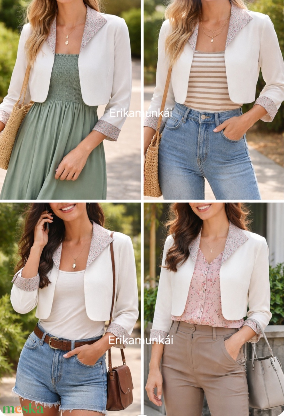 FEHÉR - VIRÁGOS BOLERÓ   - ruha & divat - női ruha - bolero - Meska.hu