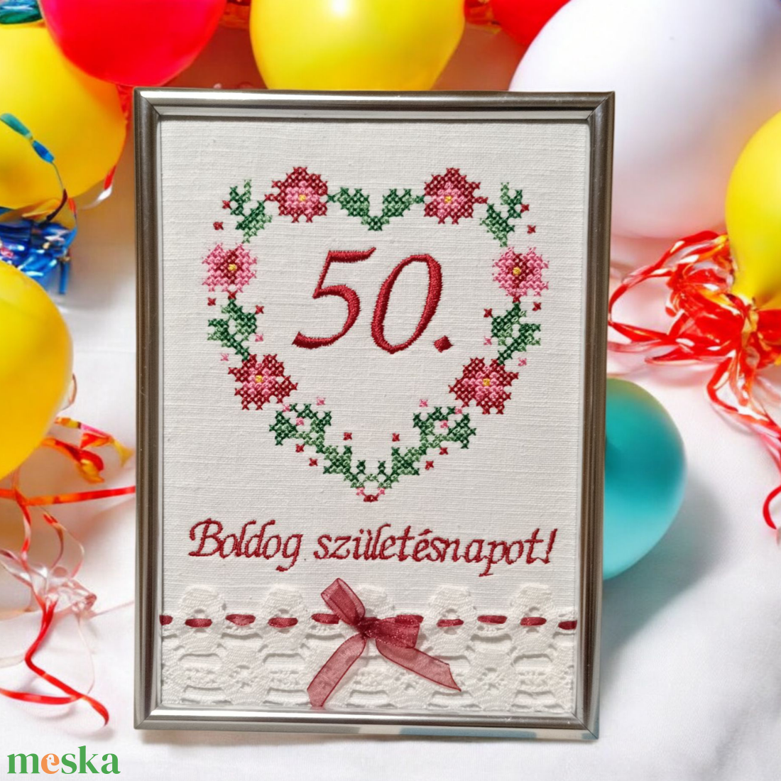 Születésnapi/évfordulós hímzett kép - művészet - textilkép - keresztszemes - Meska.hu Születésnapi/évfordulós hímzett kép - művészet - textilkép - keresztszemes - Meska.hu